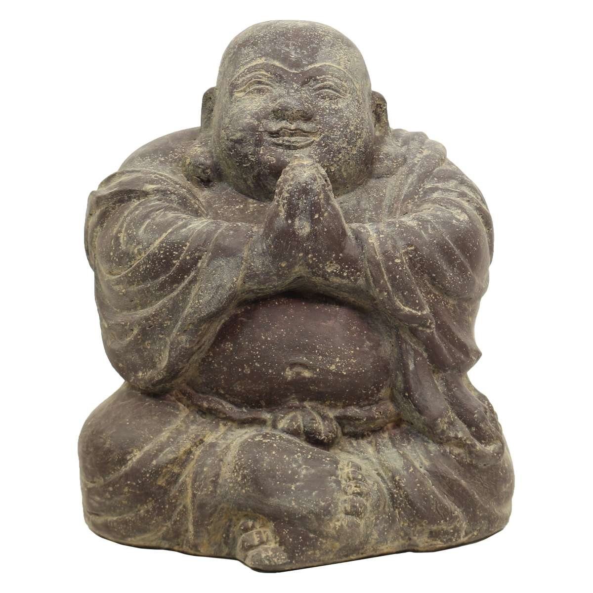 Oriental Galerie Dekofigur Buddha Sitzend Greetings Gartenfigur aus Lavastein 34 cm (1 St)