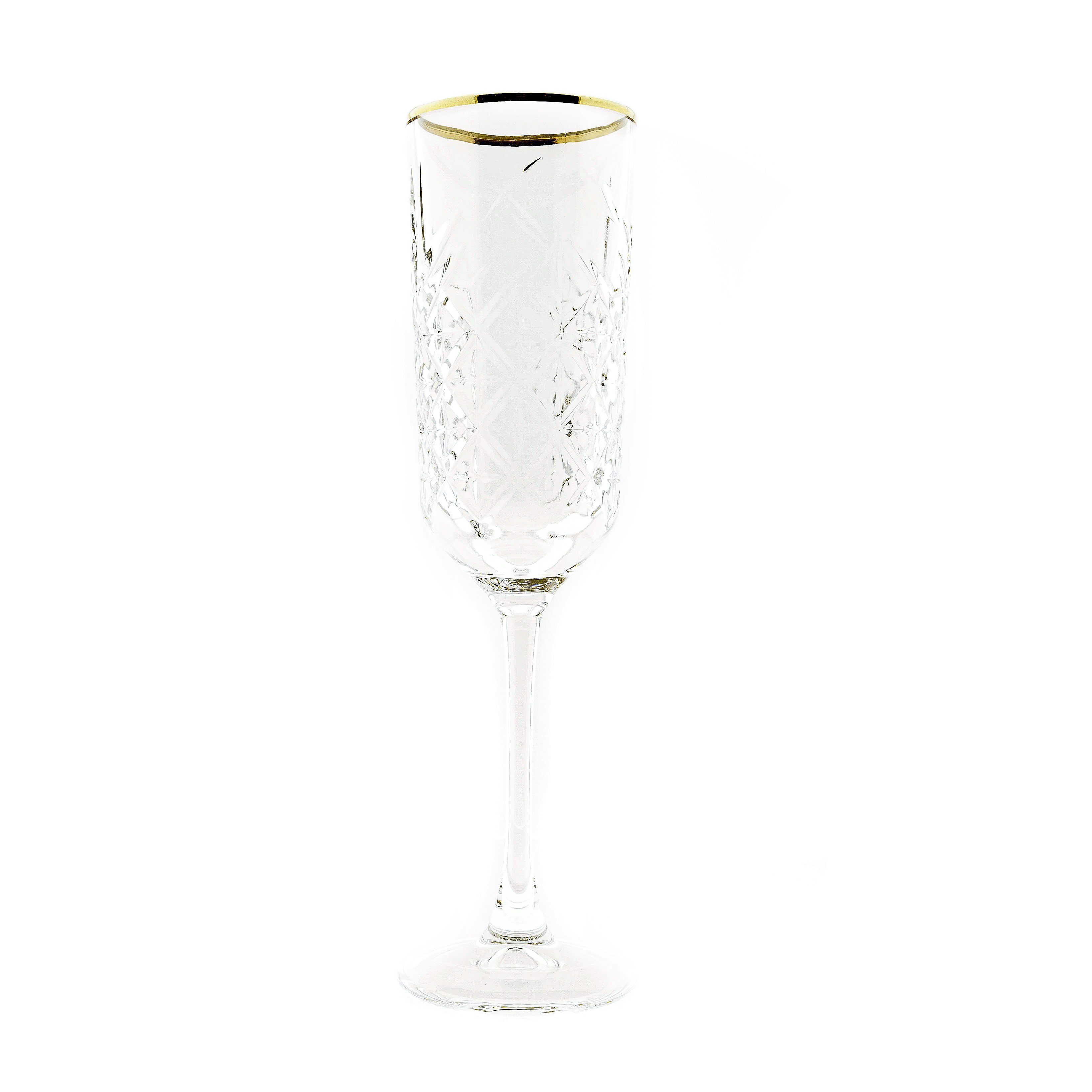 Pasabahce Champagnerglas Timeless Golden Touch Sektglas, Sektkelch 175 ml, 4 Stück, 4-tlg.
