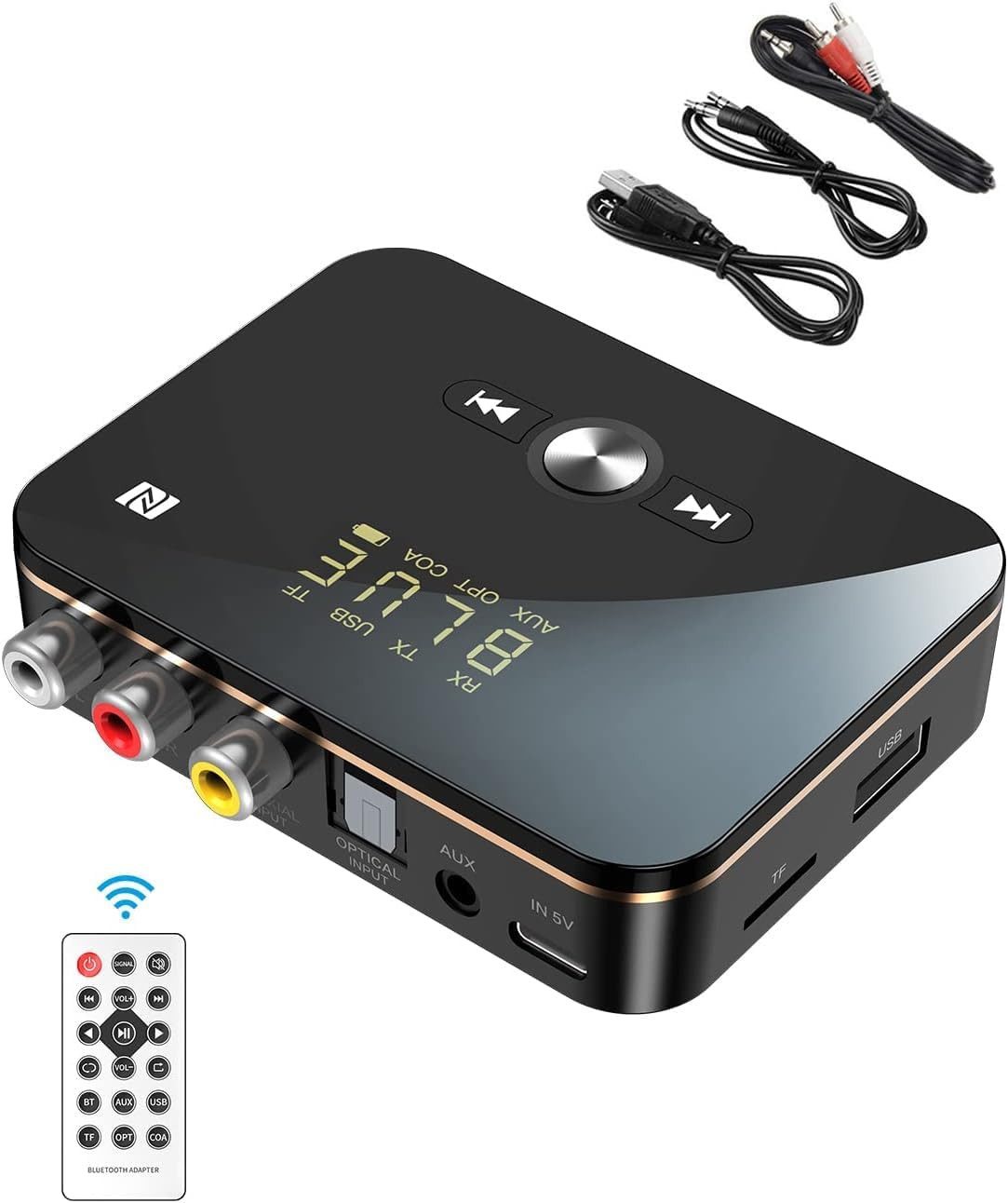 Novzep 5.0 Bluetooth Audio Adapter - 2 in 1 Bluetooth Transmitter Empfänger PC-Lautsprecher