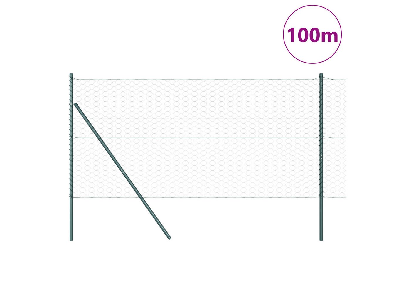 Thumbnail - vidaXL Zaunpfosten Hexagon Zaun Grün 1x100 m Stahl, (5-St)