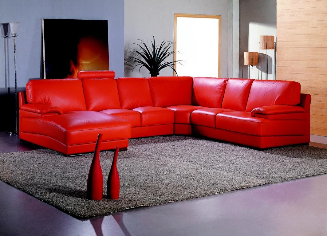 Wohnlandschaft Ecksofa U-Form aus Leder, große Polster-Couch Garnitur