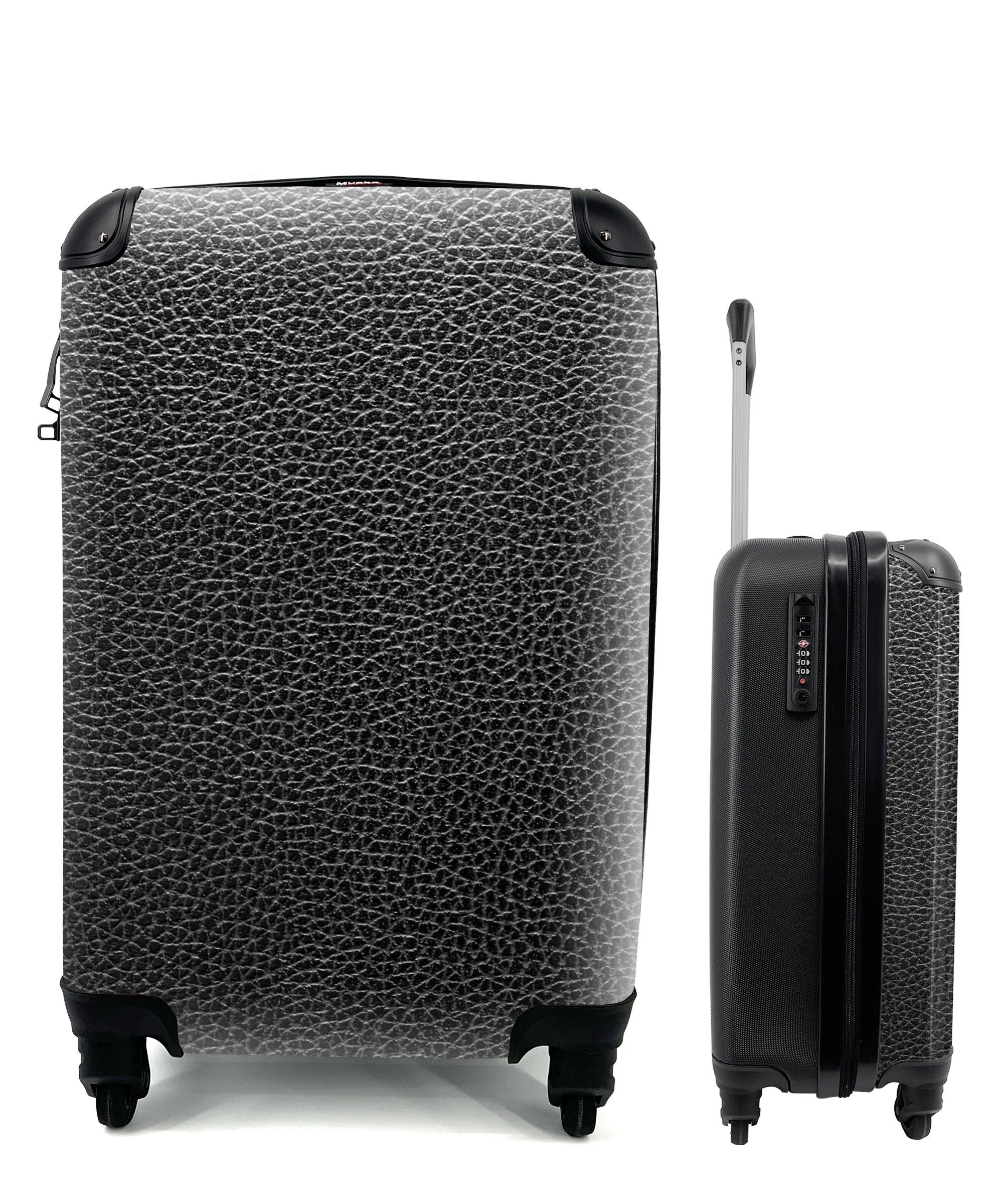 - für - Reisekoffer Handgepäck mit 4 Trolley, Handgepäckkoffer Schwarz, Strukturiert Rollen, rollen, Ferien, MuchoWow Reisetasche Leder