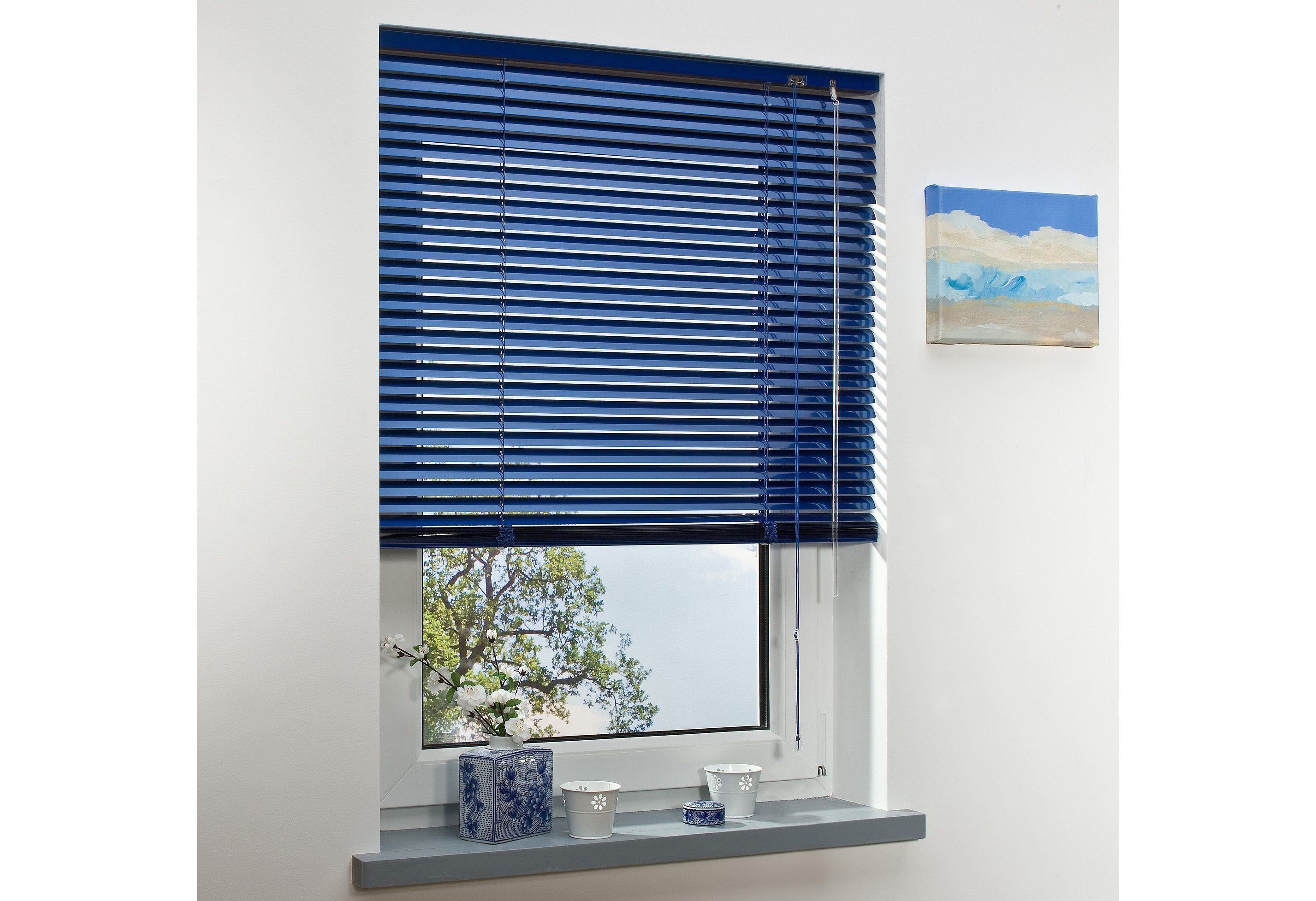 Jalousie Aluminium-Jalousie, royalblau freihängend, Liedeco, mit Aluminium Bohren