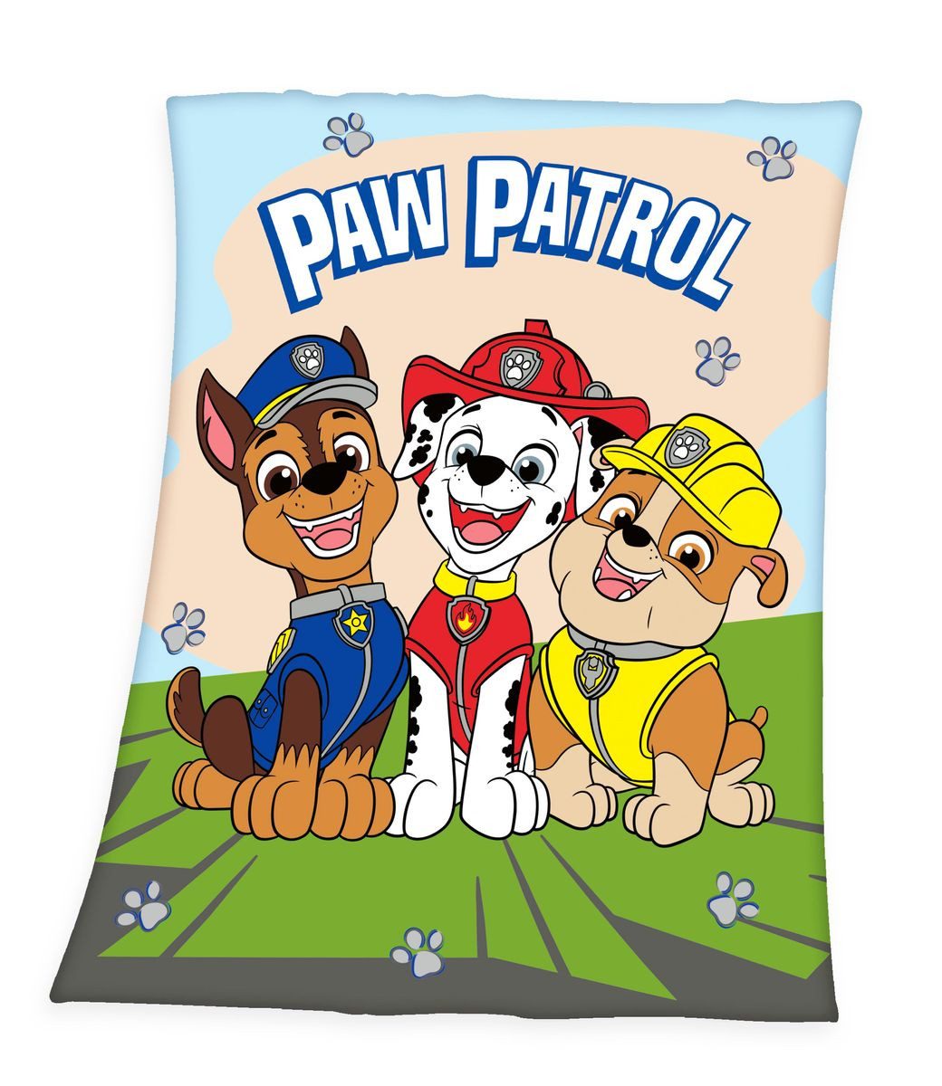 Kinderdecke 130x170cm Paw Patrol Chase Marshall Rubble hochwertig bedruckt, günstig online kaufen