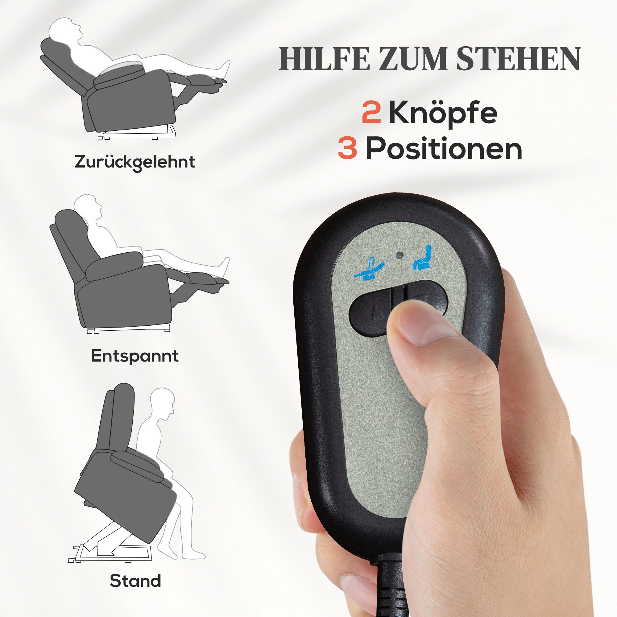 MODFU TV-Sessel Fernsehsessel,Relaxsessel (Elektrischer Fernsehsessel mit Aufstehhilfe & Liegefunktion, Leinenoptik – ergonomisch & langlebig), mit Relaxfunktion