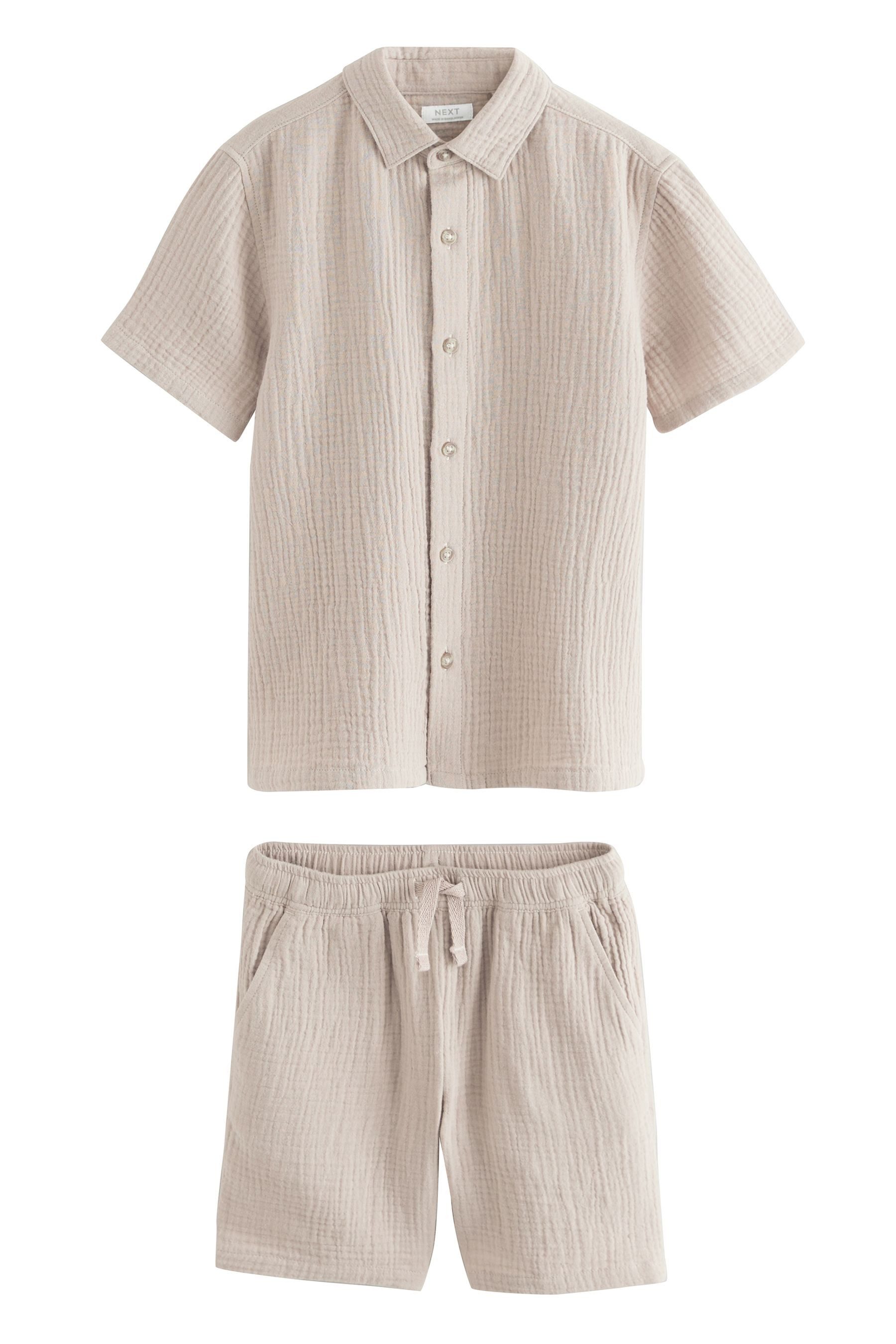 Next Shirt & Shorts Kurzarmhemd und Shorts 100 % Baumwolle, Set (2-tlg)