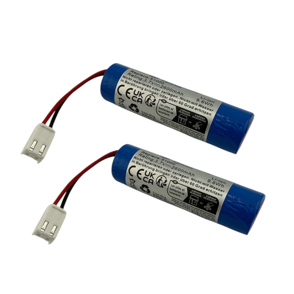 Trade-Shop 2x Akku passend für Leifheit BFN18650 1S1P, 1INR19/66, 205050, 205513 Akku Li-Ion 2600 mAh (3.7 V)