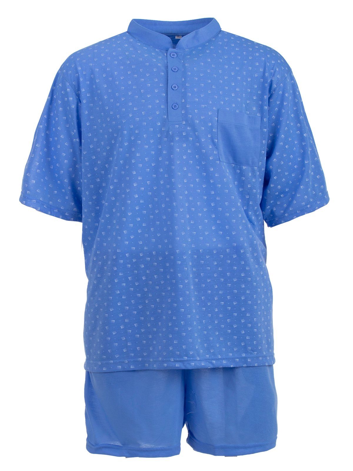 Lucky Schlafanzug Pyjama Set Shorty - Rechteck blau