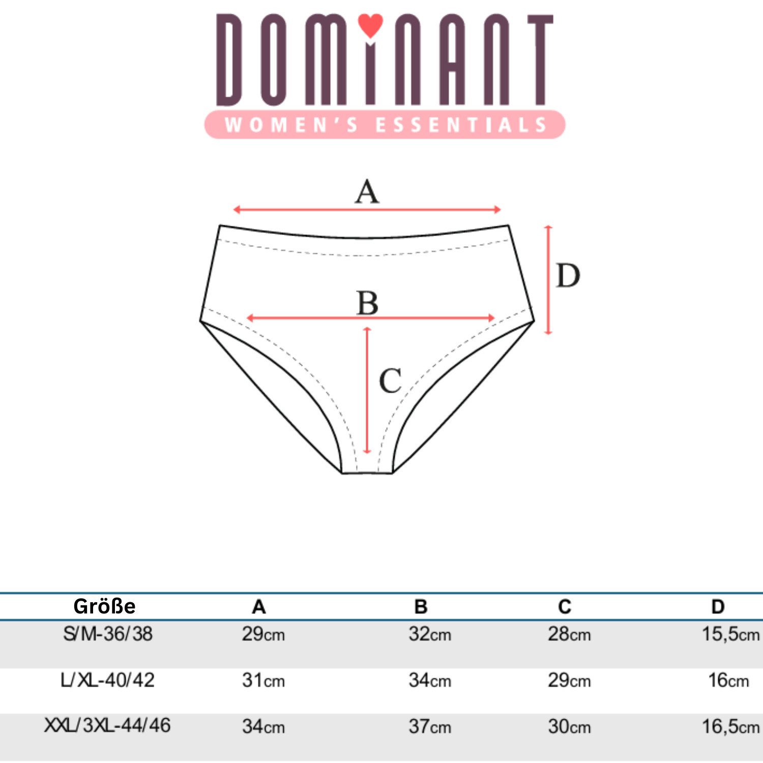Dominant Taillenslip Damenunterwäsche bequem (7er-Set) aus elastischer Baumwolle