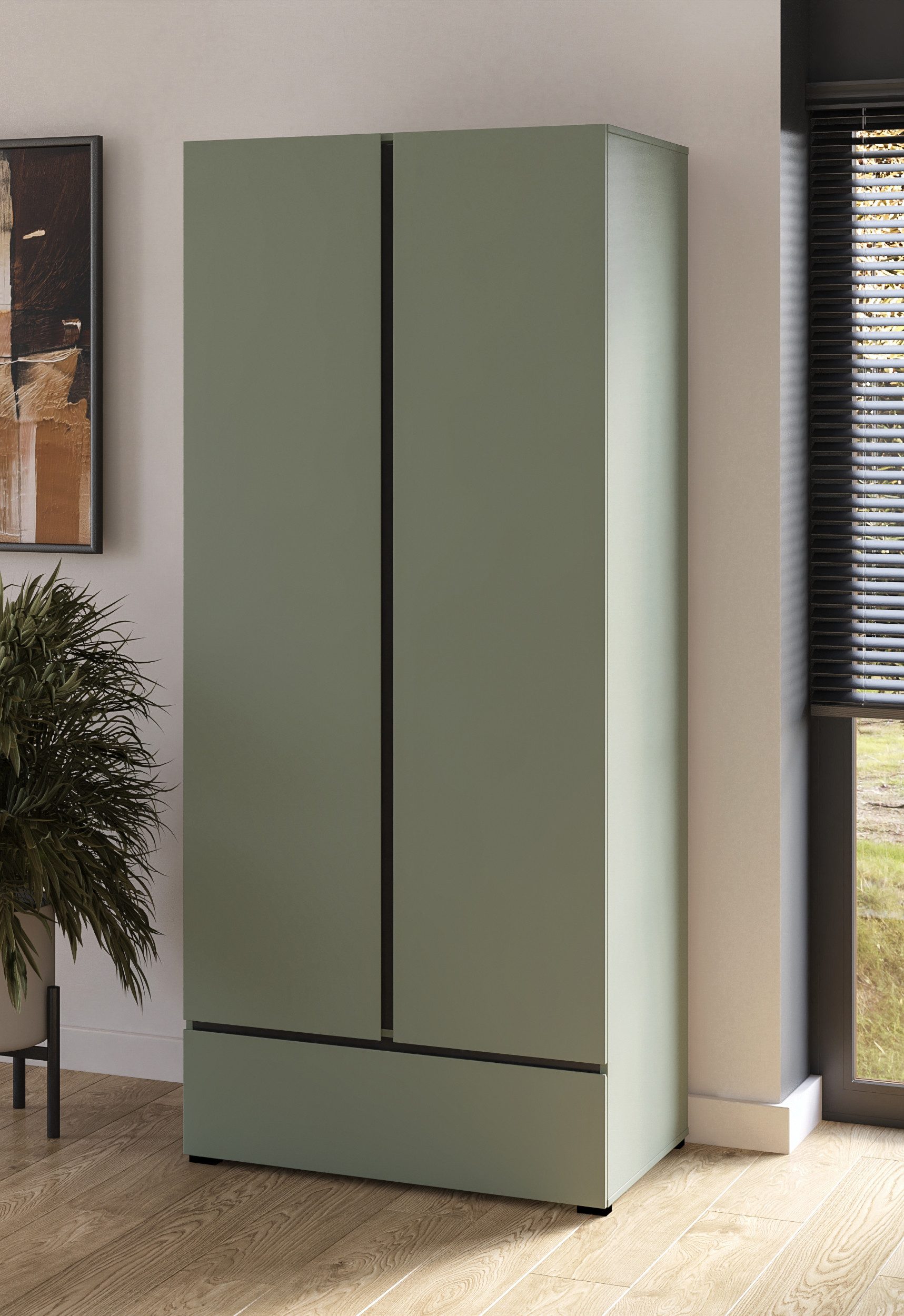 OTTO home Kleiderschrank Cross, moderner griffloser Kleiderschrank Wäscheschrank mit Schublade, Garderobe, Türen