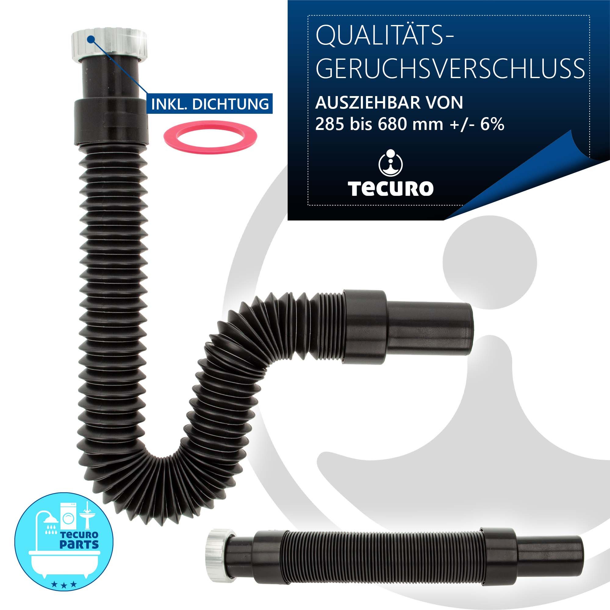 tecuro Siphon Geruchsverschluss flexibel 1 1/4 Zoll auf Ø 32/40 mm – Bild 3 von 5