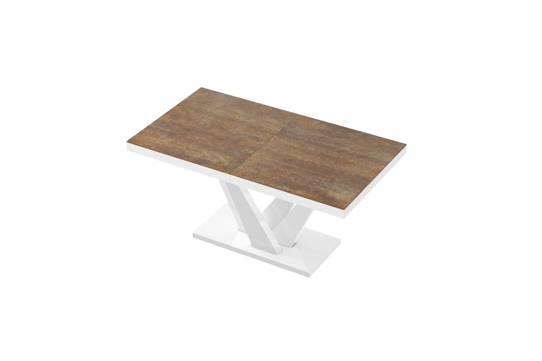 designimpex Esstisch Design Esstisch Tisch Hochglanz cm - matt HEV-111 160 bis ausziehbar 256 Weiß Rostoptik