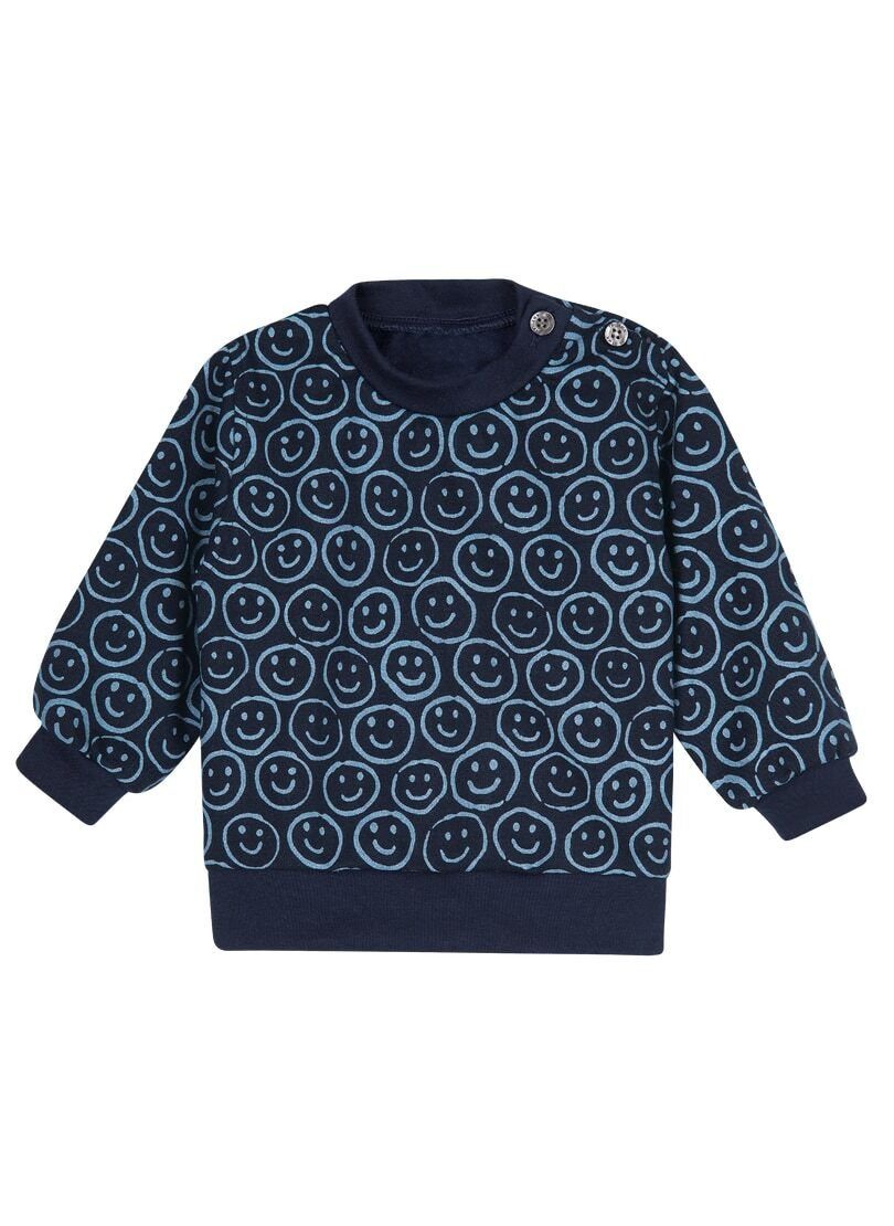 fröhlichem Smiley-Muster, TRIGEMA Gerader Trigema mit Schnitt Sweatshirt Sweatshirt