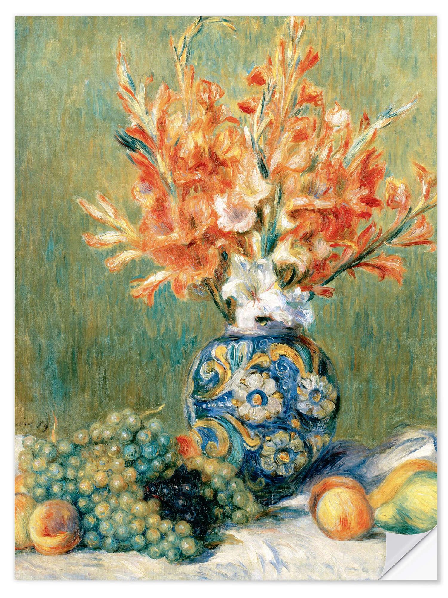 Posterlounge Wandfolie Pierre-Auguste Renoir, Stillleben mit Obst und Blumen, Malerei