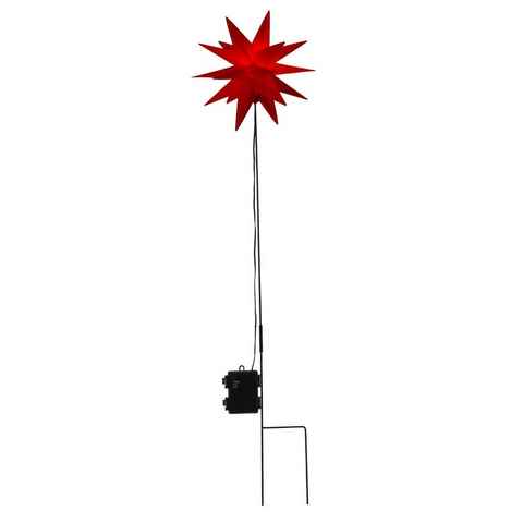 Meinposten LED-Lichterkette Gartenstecker Stern Weihnachtsstern LED weiß rot Batterie 25 cm Stern, 6-Stunden-Timer