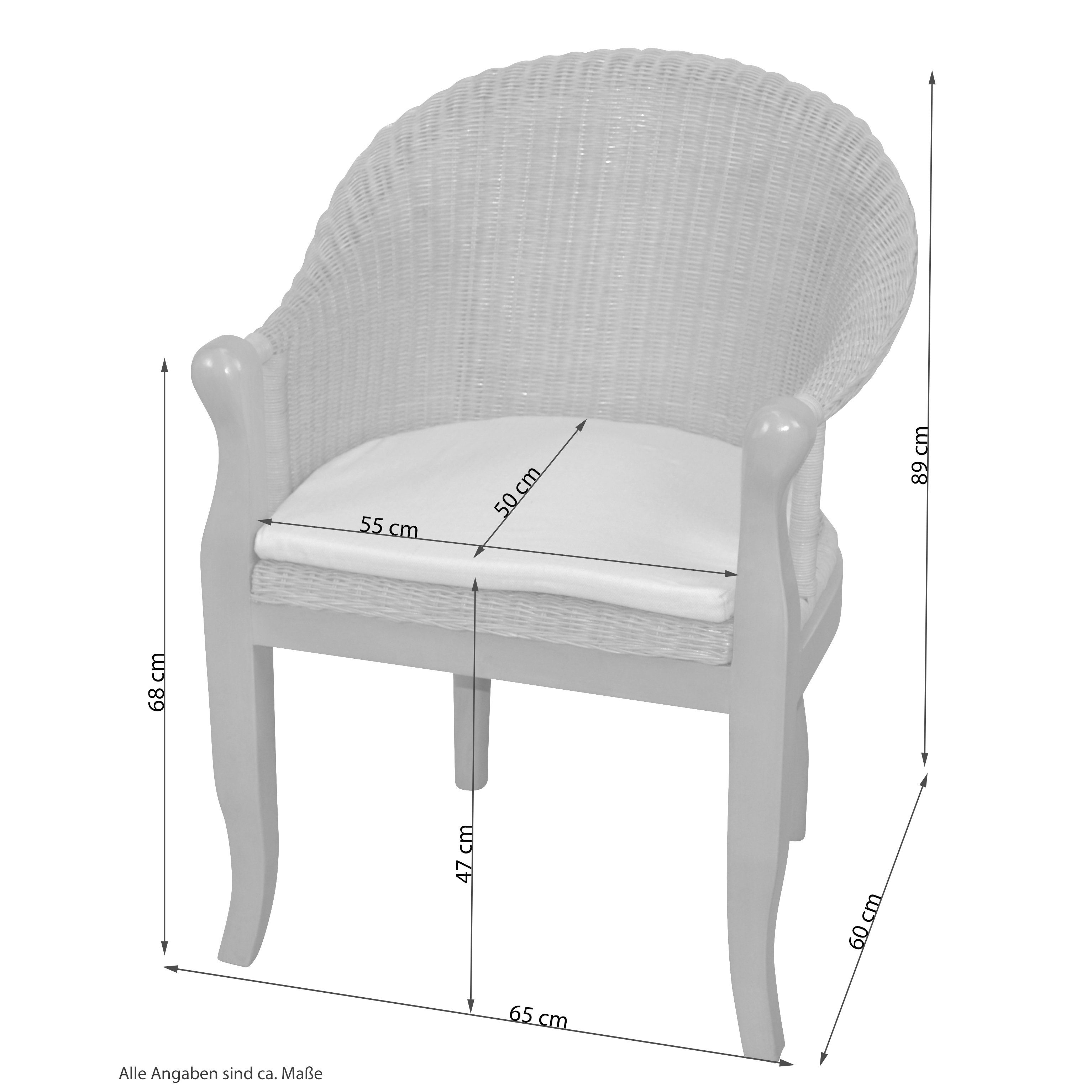 braun moebel-direkt-online Handgeflochten, mit Sitzkissen Sessel Caro,