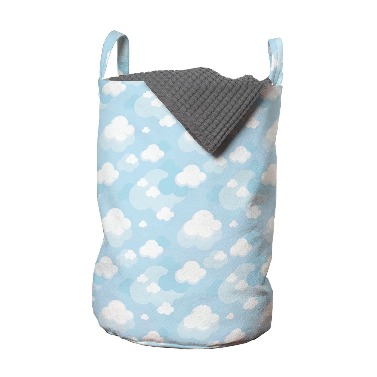 Abakuhaus Wäschesäckchen Wäschekorb mit Griffen Kordelzugverschluss für Waschsalons, Blauer Himmel Rhythmische Wolken Grafik