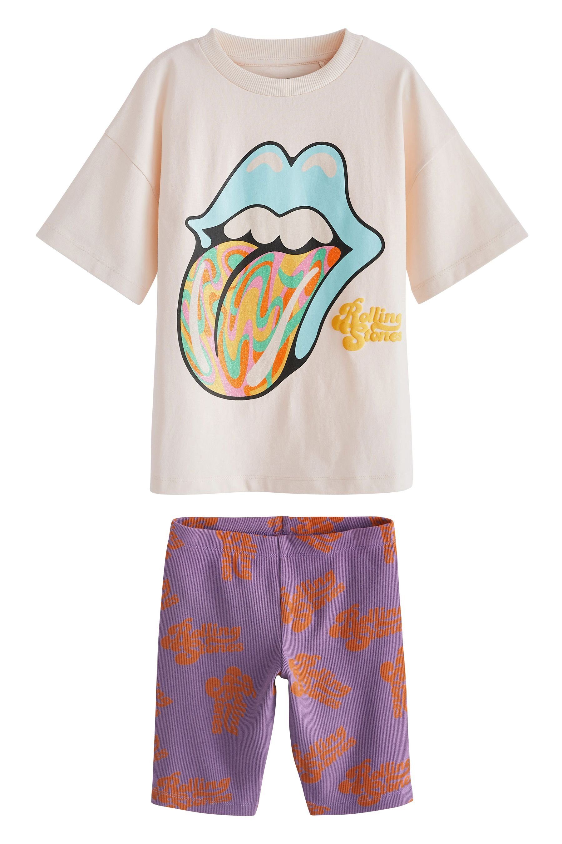 Next Pyjama Kurzer Pyjama (2 tlg) Rolling Stones License Purple/Orange