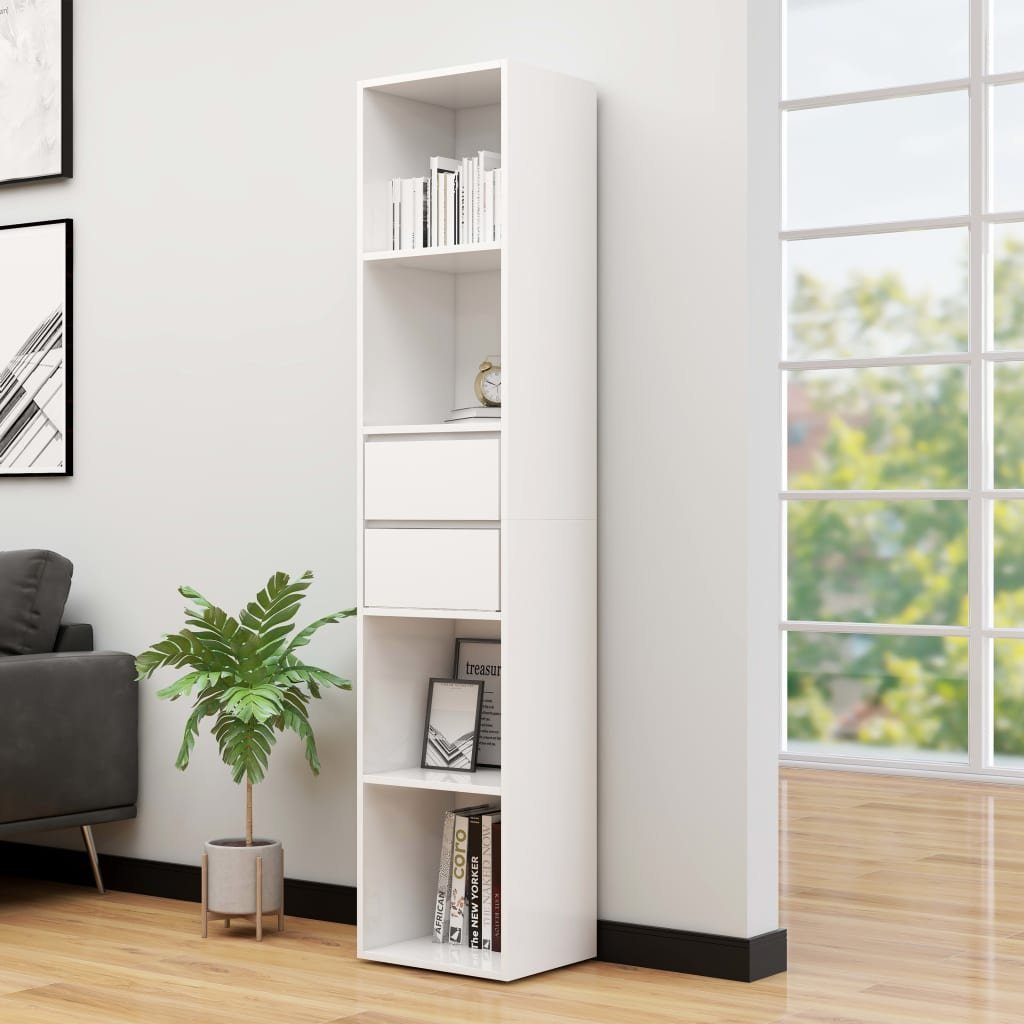 furnicato Bücherregal Hochglanz-Weiß 36x30x171 cm Holzwerkstoff, günstig online kaufen