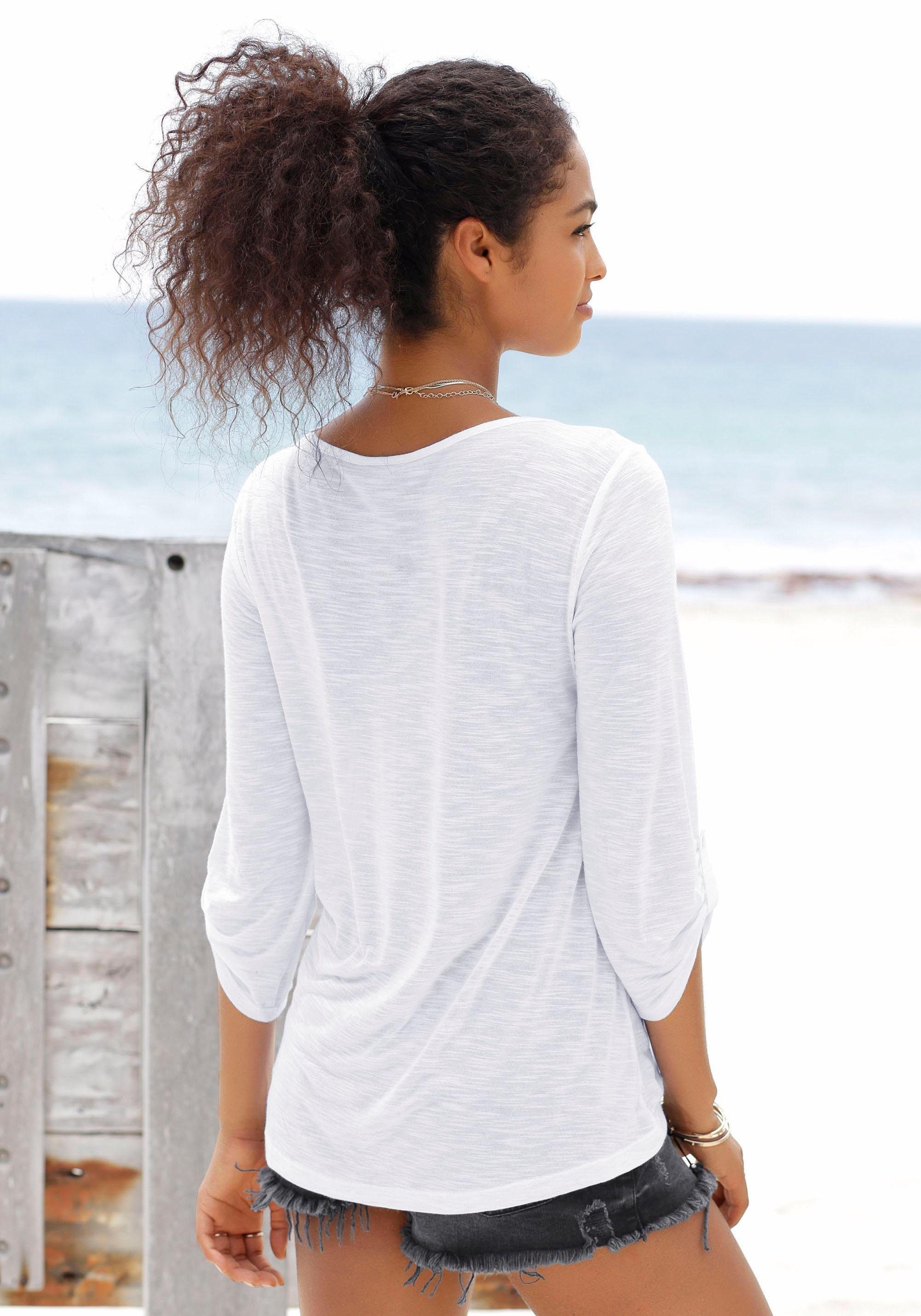 Buffalo Strandshirt mit Stickerei und Quasten, Tunika, 3/4-Arm, Blusenshirt – Bild 3 von 5