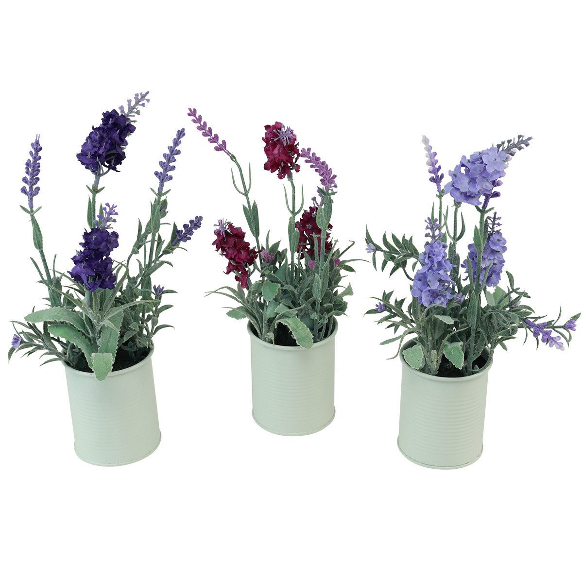 Kunstblume Künstlicher Lavendel im Metalltopf Dekopflanze günstig online kaufen
