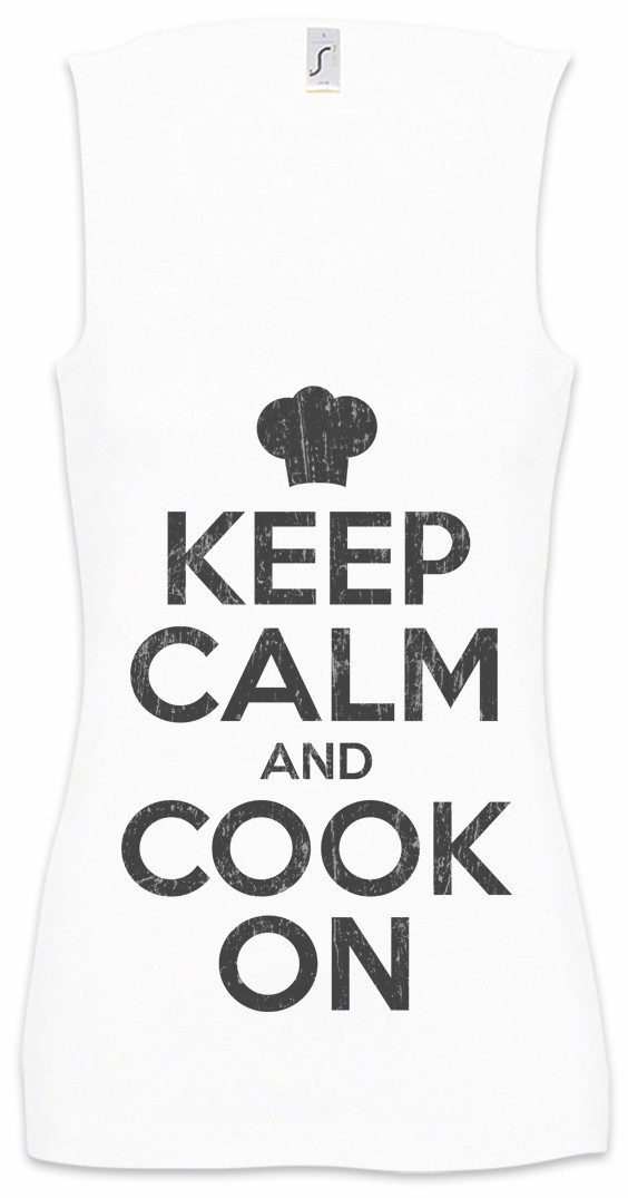 Urban Backwoods Tanktop Keep Calm And Cook On Ärmelloses Damen T-Shirt Chef Koch Cook Kitchen Kochen Sterne Beruf Hobby