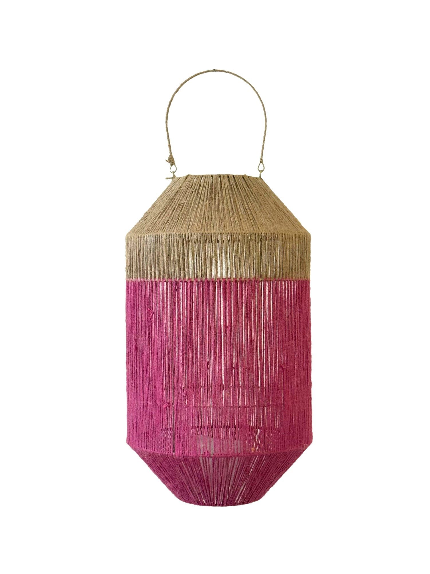 Van der Leeden Windlicht Laterne PINK Jute Natur/Fuchsia, Ø 34cm H 60cm