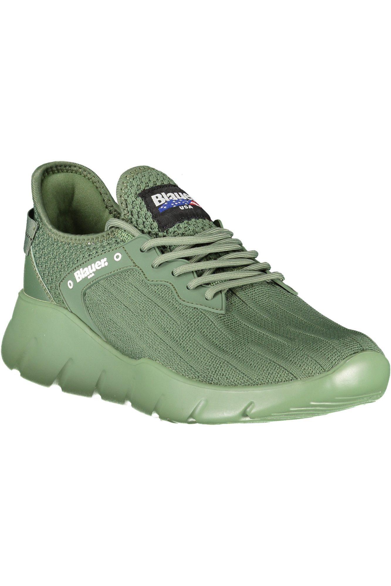 Blauer Sneaker Grüner Herrensportschuh mit Schnürsenkeln und