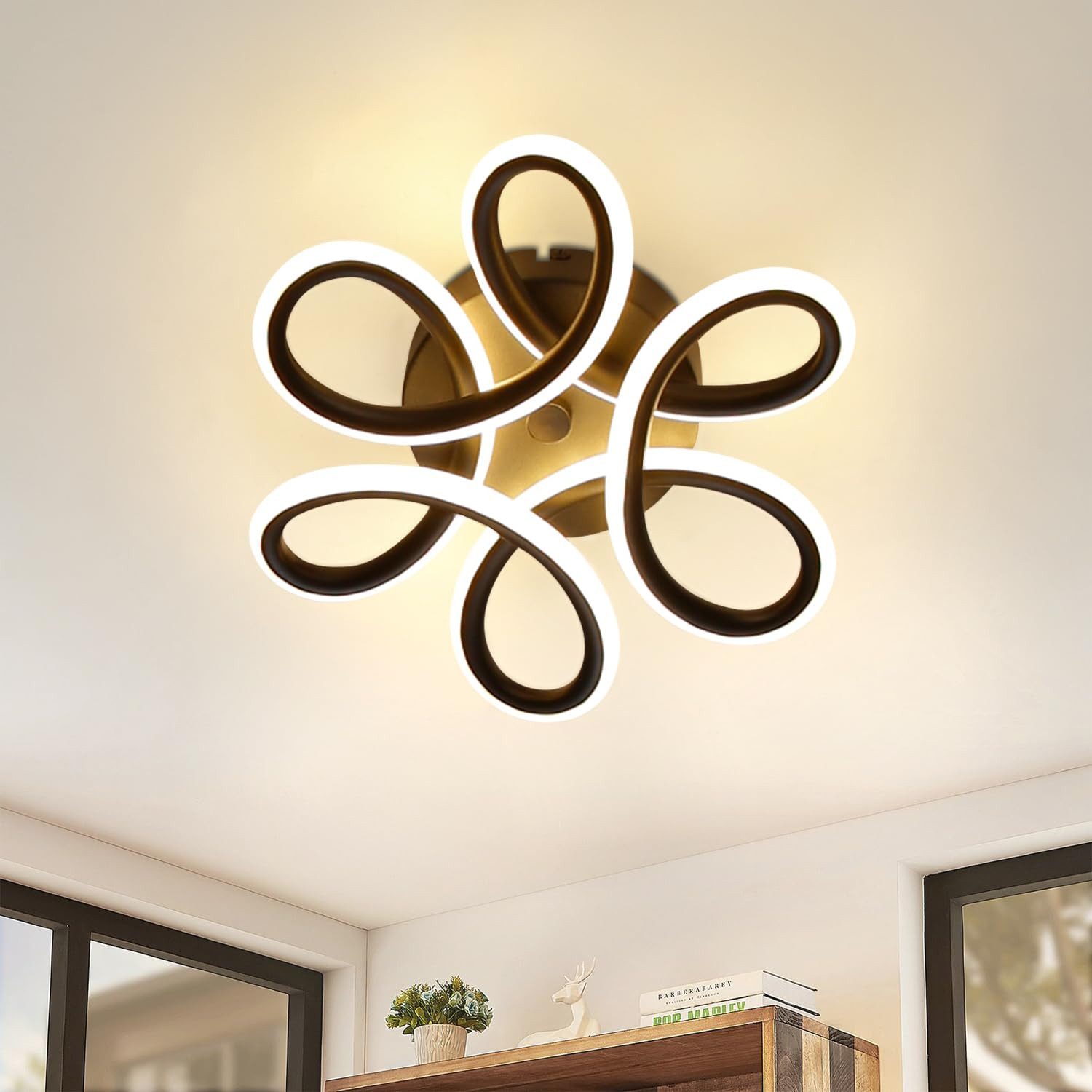 Nettlife LED Deckenleuchte Schwarz Deckenlampe Dimmbar Modern, Nicht dimmba günstig online kaufen