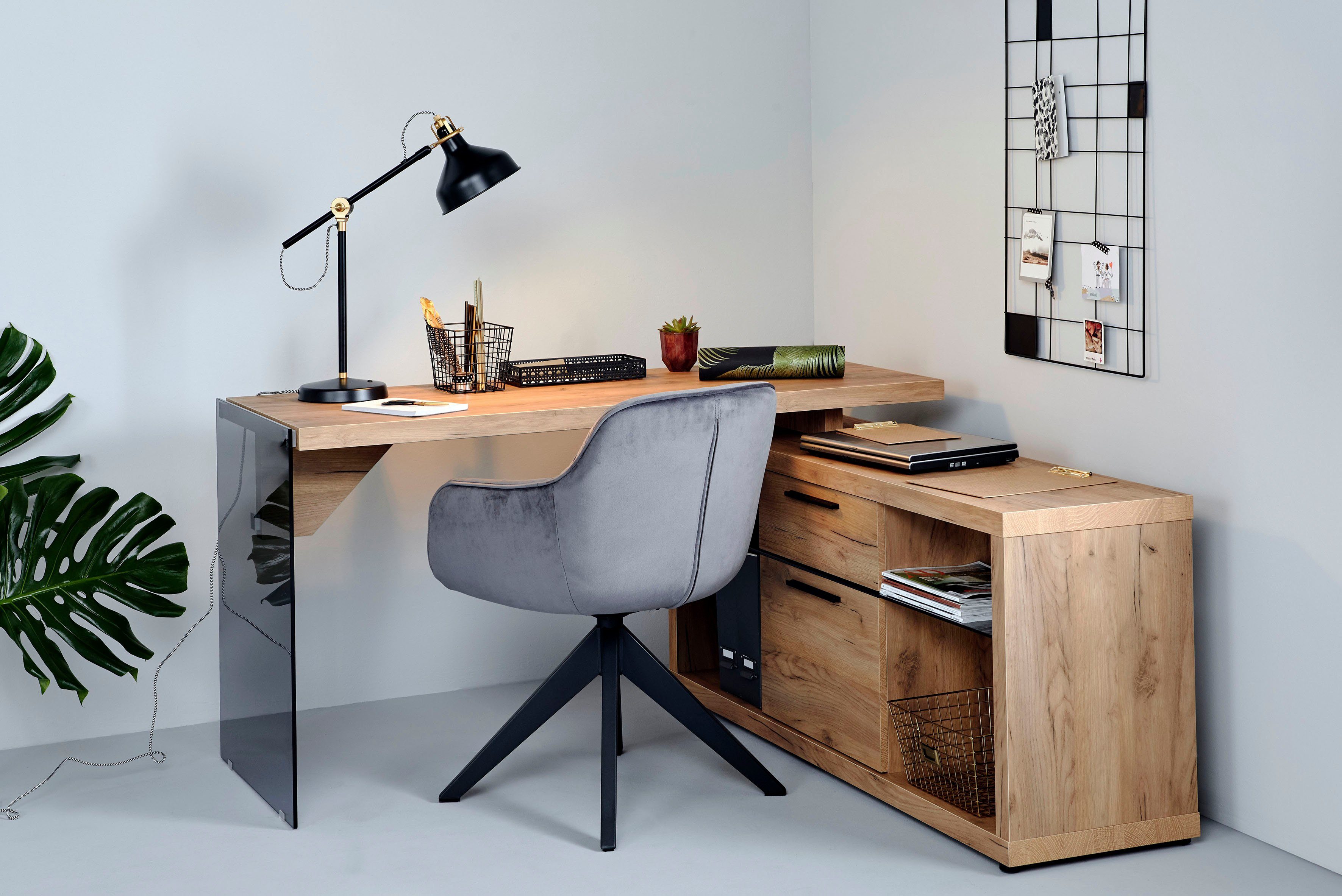 Jahnke Eckschreibtisch LUX, wechselseitig montierbar, Seitenteil aus ESG Si günstig online kaufen