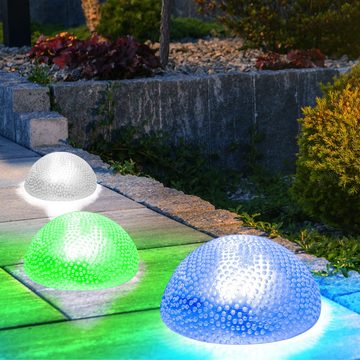 EGLO LED Außen-Stehlampe, LED-Leuchtmittel fest verbaut, Farbwechsel, 3er Set LED Halbkugel Leuchte Außenbereich IP44 bunt Deko Garten