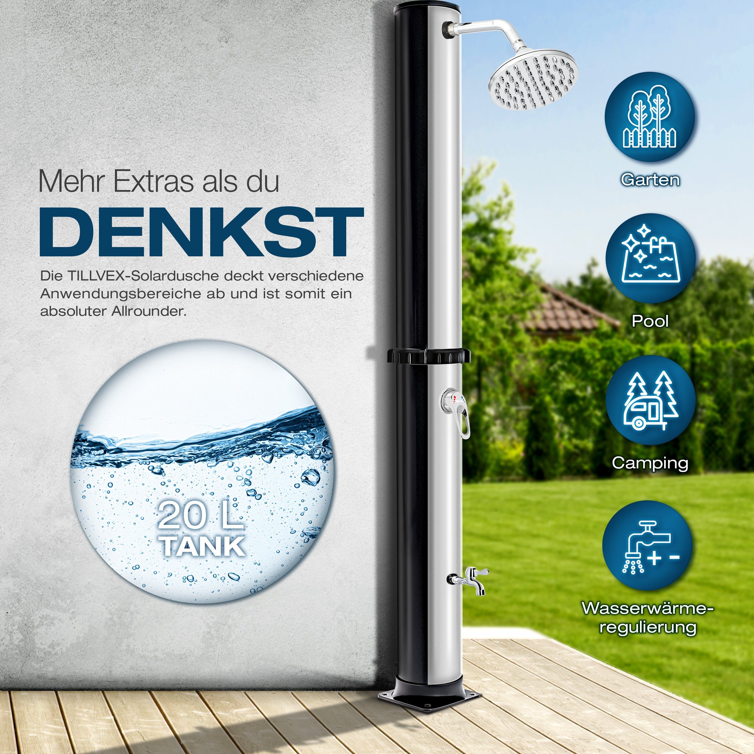 tillvex Solardusche Solar Gartendusche 20 Liter günstig online kaufen