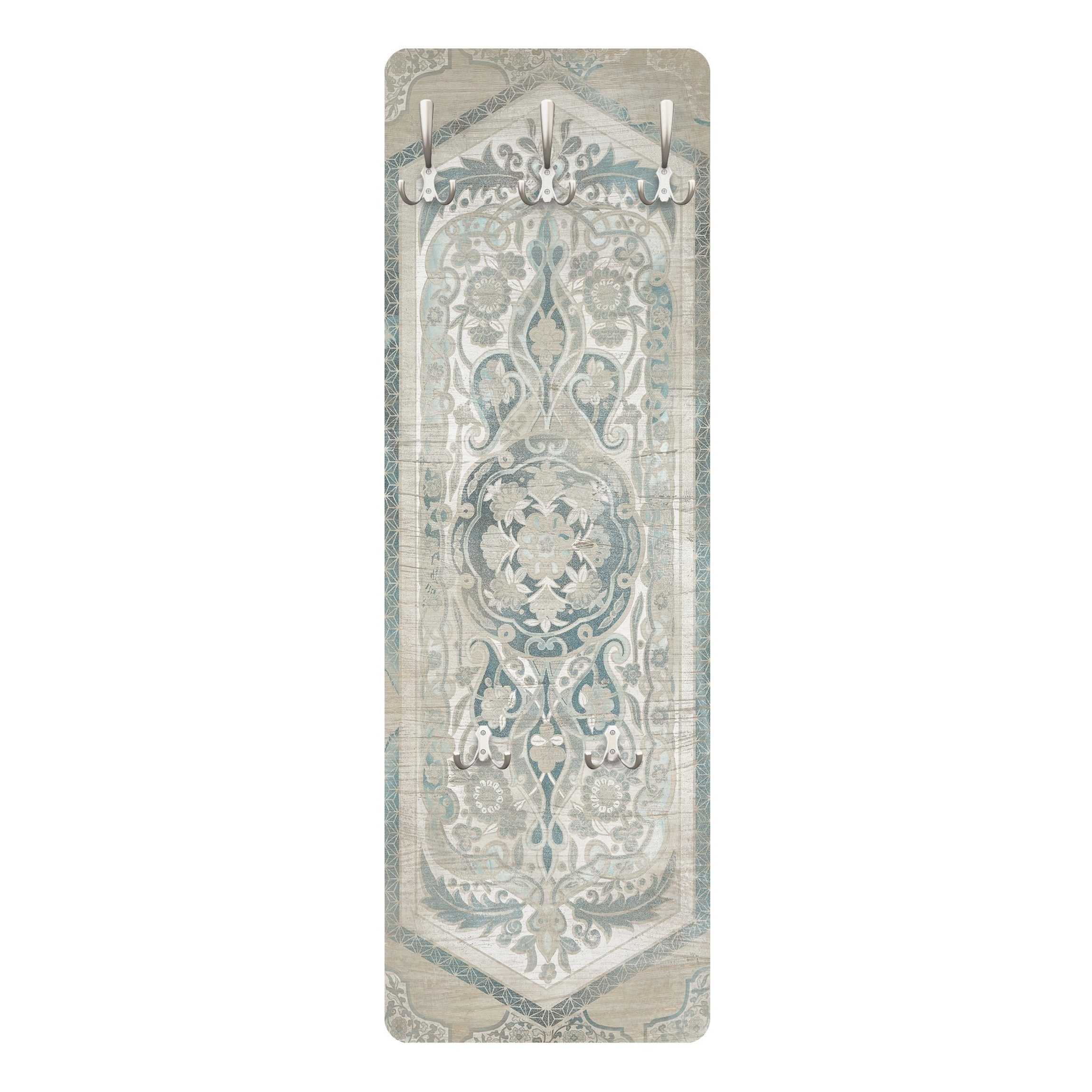 Bilderdepot24 Garderobenpaneel weiss Muster Orientalisch Retro Vintage Holzpaneel Persisch Vintage IV (ausgefallenes Flur Wandpaneel mit Garderobenhaken Kleiderhaken hängend), moderne Wandgarderobe - Flurgarderobe im schmalen Hakenpaneel Design