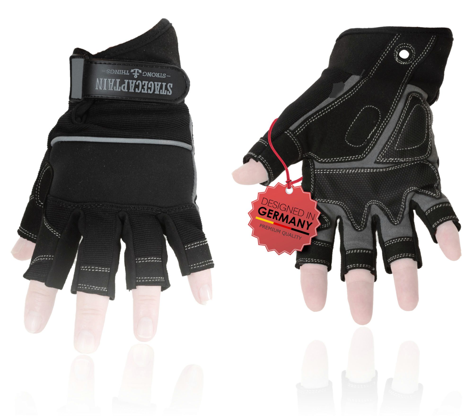 Arbeitshandschuh-Set Rigger Handschuhe kurze Finger - Größe L