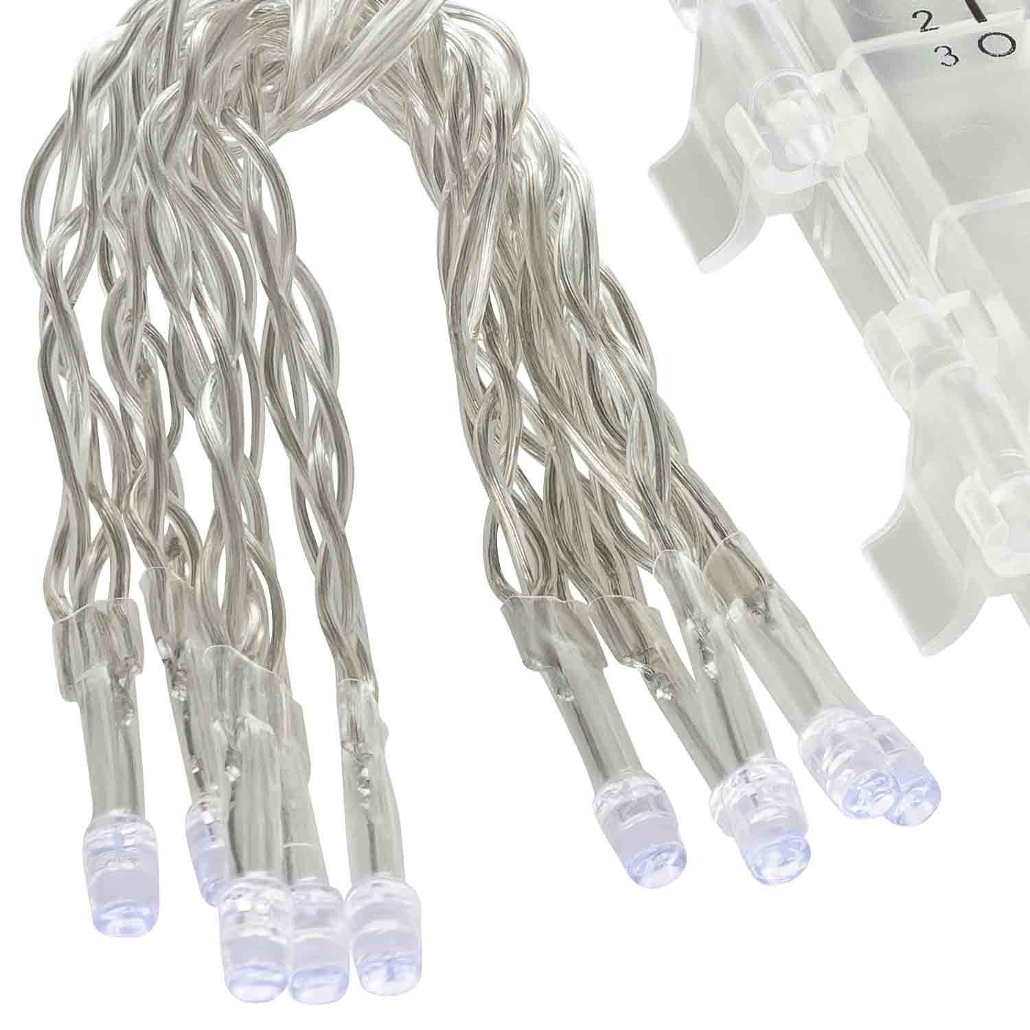 Linder Exclusiv GmbH LED-Lichterkette, Batterie Außen 1,35m 10 LEDs kaltweiß 6/18h Timer transparent