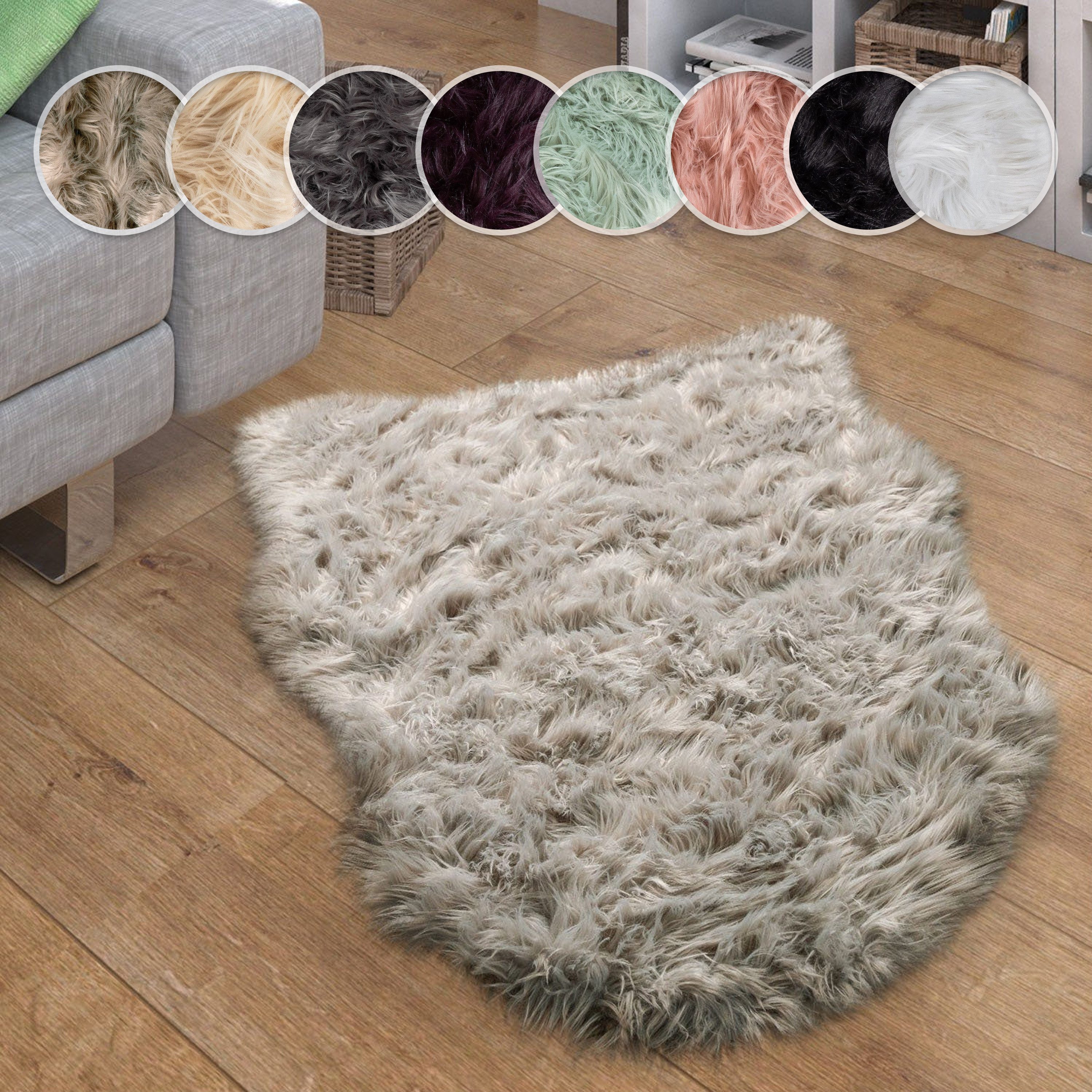 Paco Home Fellteppich Playa 960, fellförmig, Höhe: 64 mm, Kunstfell, Flokat günstig online kaufen