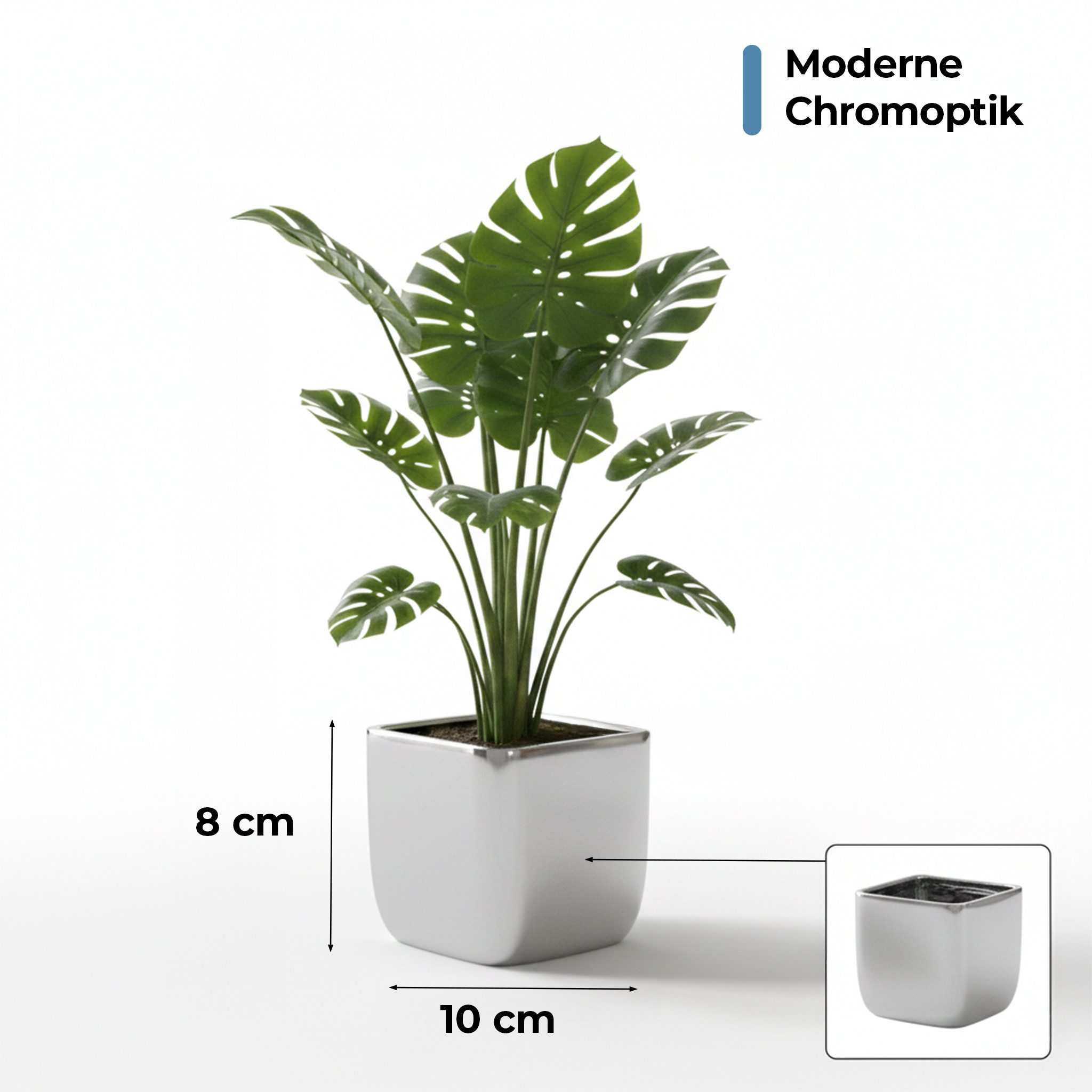 matches21 HOME & HOBBY Blumentopf Eckige Keramik Blumentöpfe in silberfarbe günstig online kaufen