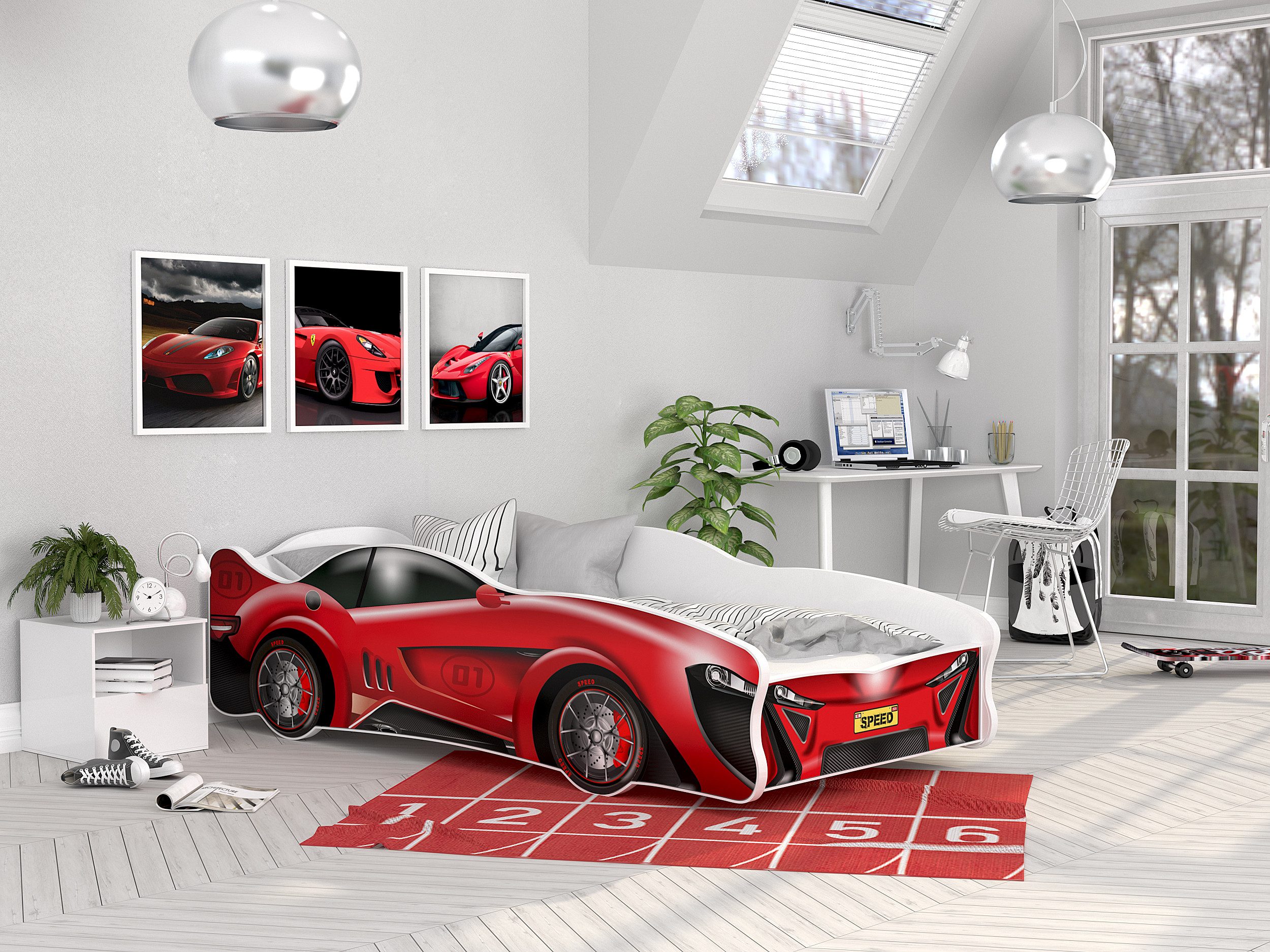 AJKmeble Autobett Kinderbett Jugendbett 80x160cm Gamerbett 18 DESIGNS WÄHLBAR (MADE IN EU - für Jungen und Mädchen, Paw Patrol Rennwagen, 160x80cm, beklebtes Spielbett für Ihr Kinderzimmer), VIELE DESIGNS WÄHLBAR