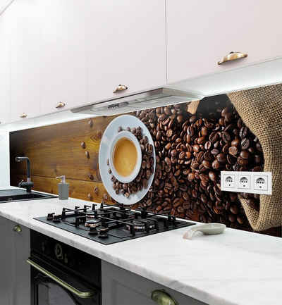 MyMaxxi Dekorationsfolie Küchenrückwand Kaffee selbstklebend Spritzschutz Folie