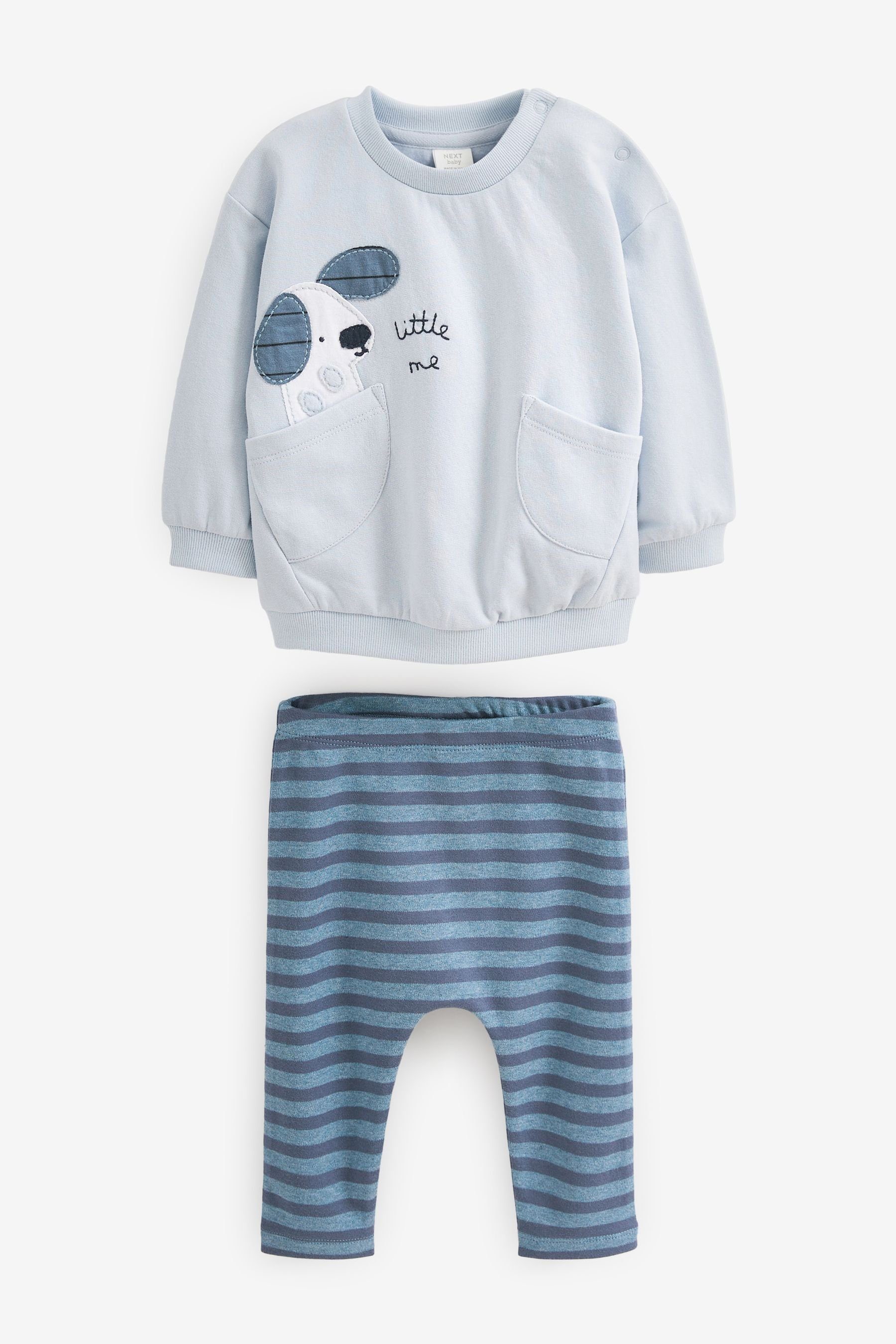 (2-tlg) mit Blue Baby-Set Shirt & Leggings Leggings Next und Pale Sweatshirt 2-teiliges Dog