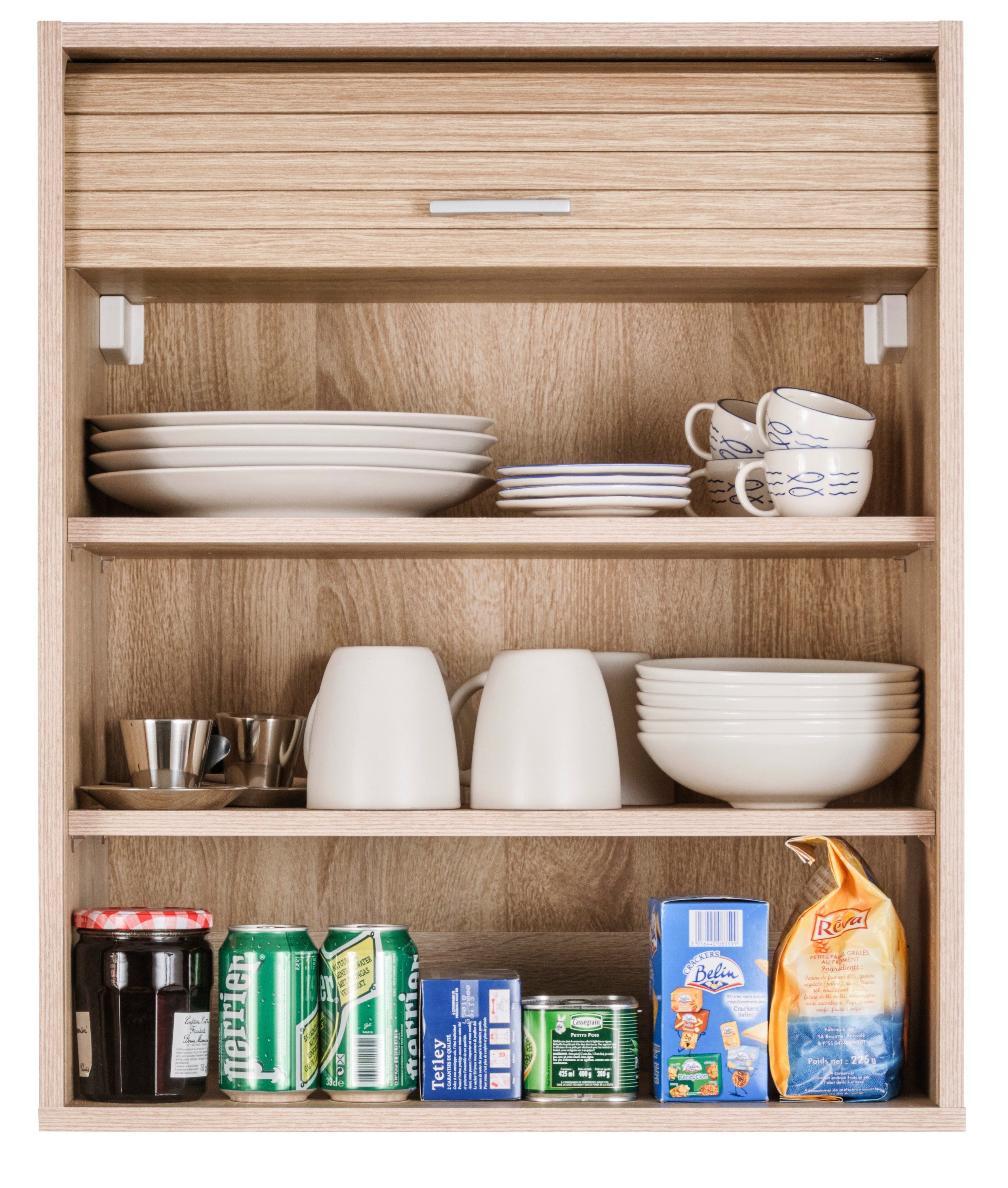 SIMMOB Rollladenschrank Küchenschrank, höhenverstellbare Böden, Eiche, 72x60x35 cm