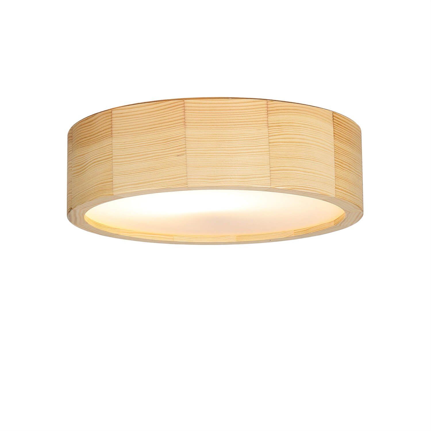 Licht-Erlebnisse Deckenleuchte ARBARO, ohne Leuchtmittel, Runde Deckenlampe Holz Glas blendarm Flur Wohnzimmer Lampe