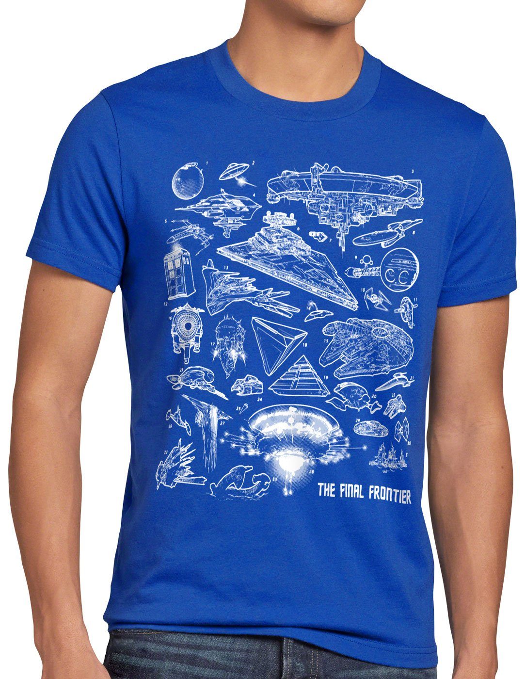 style3 Print-Shirt Herren T-Shirt Space Ships sci-fi T4RD1S Viper blau
