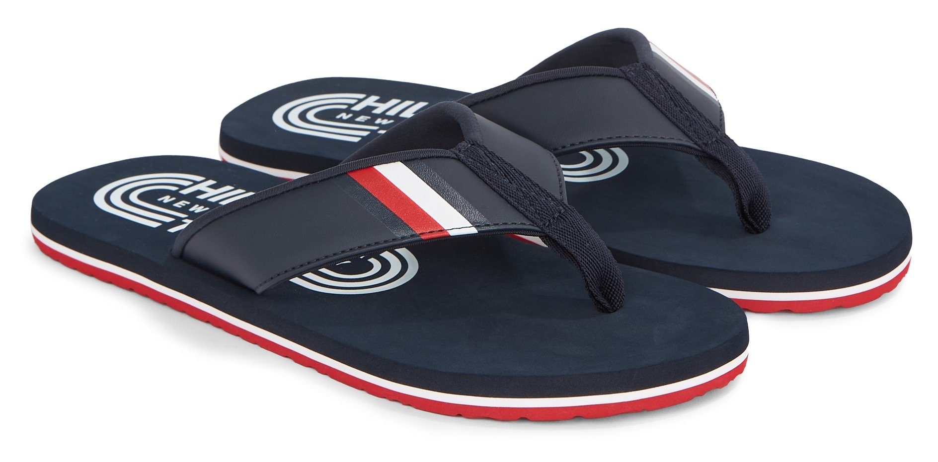 Tommy Hilfiger HILFIGER RWB PADDED BEACH SANDAL Zehentrenner, Sommerschuh, Schlappen, Poolslides, Badeschuh, mit Streifen-Details