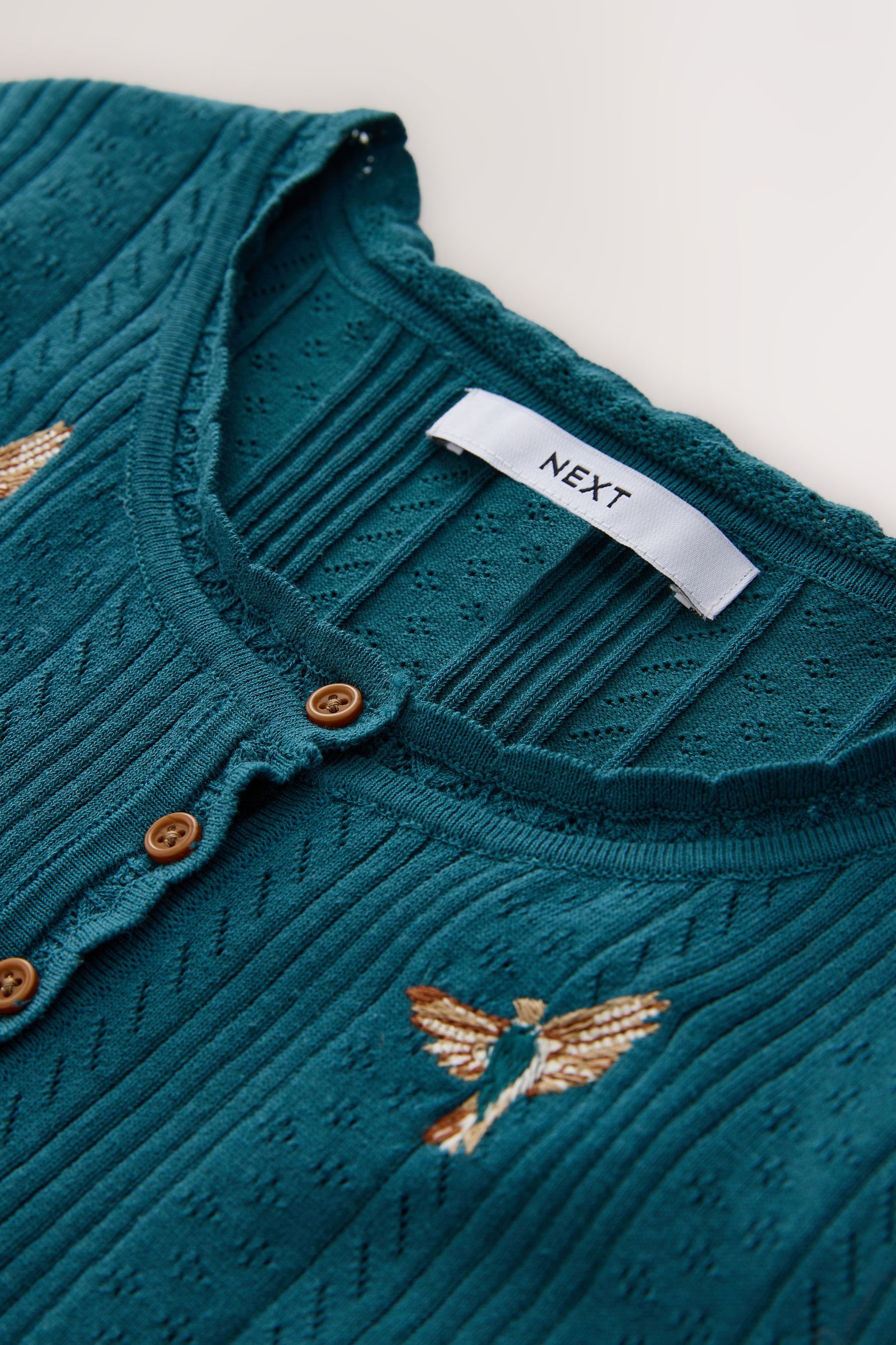 Next Strickpullover Gestricktes Henley-T-Shirt mit Pointelle (1-tlg) günstig online kaufen