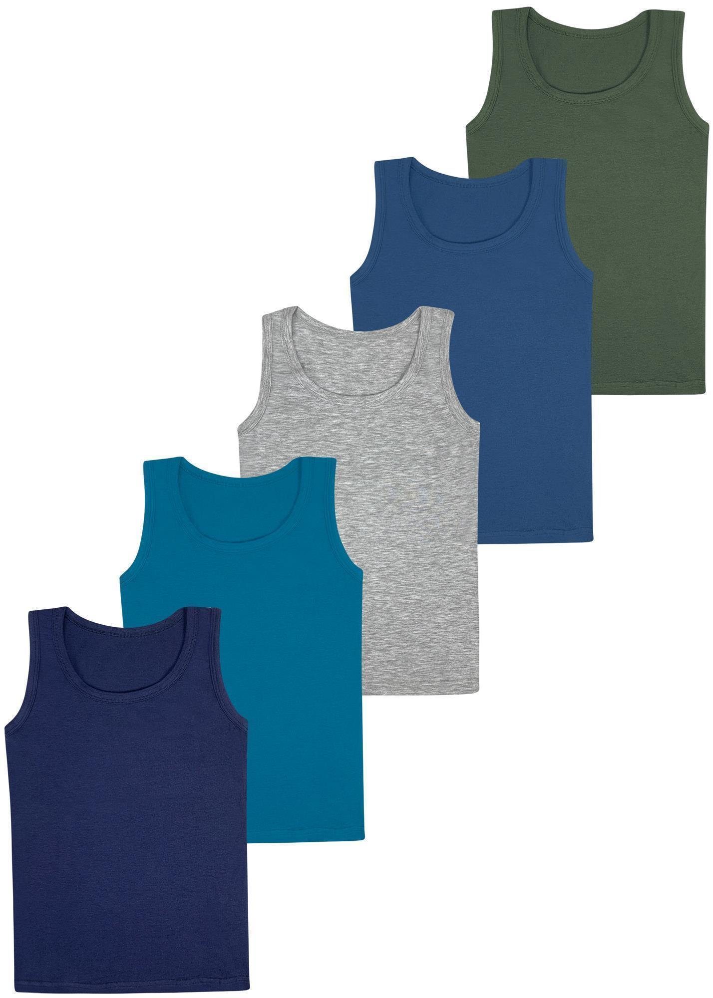 LOREZA Unterhemd 5er Set Jungen Unterhemden - Basics - Bunt (Spar-Packung, 5-St., 5er Pack)