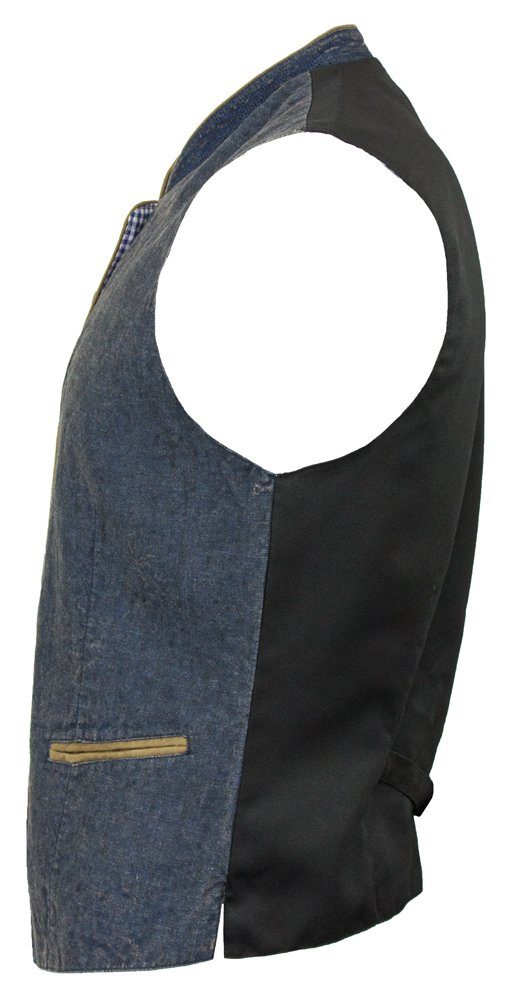 Maddox Trachtenweste "Oliver" - Marineblau, Kinder Leinen Weste Used Look