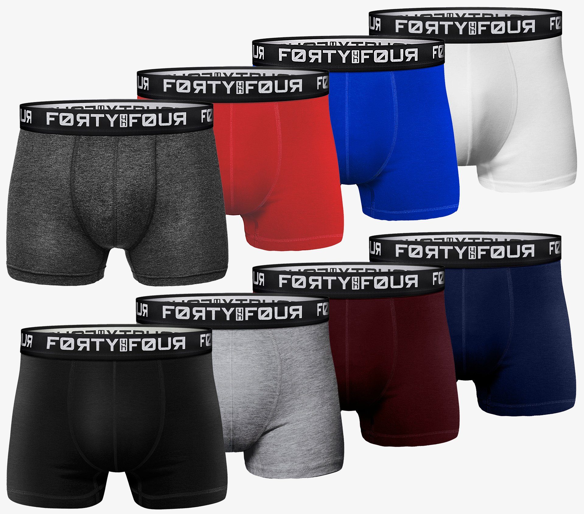 FortyFour Boxershorts Herren Männer Unterhosen Baumwolle Premium Qualität perfekte Passform (Vorteilspack, 8er Pack) S - 7XL 716d-mehrfarbig
