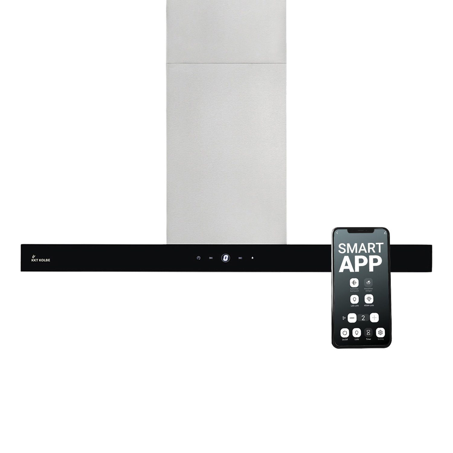 KKT KOLBE Inselhaube Dunstabzugshaube 90 cm DELTA-INSEL-HC Dunstabzugshaube 90 cm DELTA-INSEL-HC, Abzugshaube / Touch / Leise / Smart WiFi App / Edelstahl / Glas
