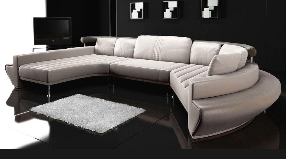 in XXL BULLHOFF Grün Sofa Europe, Designsofa Couch ZÜRICH, ORIGINAL U-Form Blau Wohnlandschaft Wohnlandschaft das Leder Made